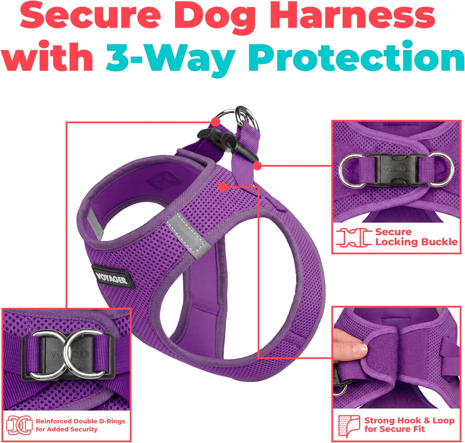 Detalle 2 de Best Pet Supplies 207T-PPW-S Voyager Step-in Air Dog Vest Harness, Purple