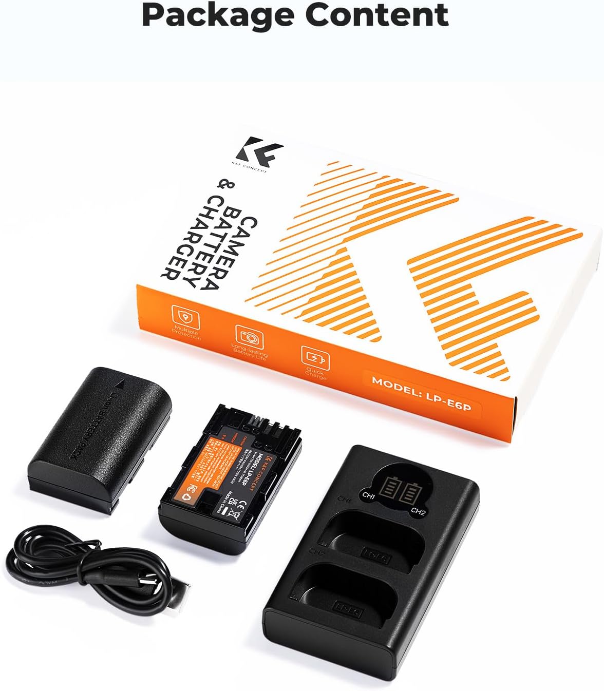 Thumbnail 6 de K&F CONCEPT LP-E6P 2400mAh Kamera-Akku