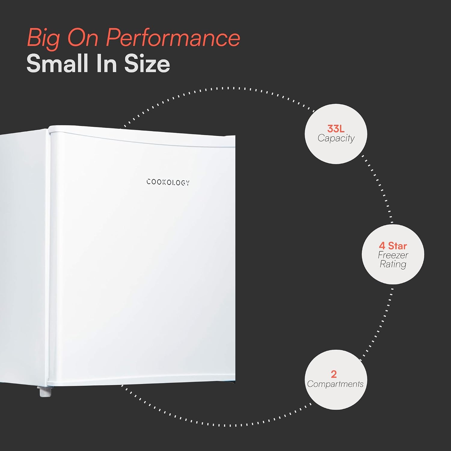 Detalle 2 de Cookology 31L Small Tabletop Freezer - Adjustable Legs - White