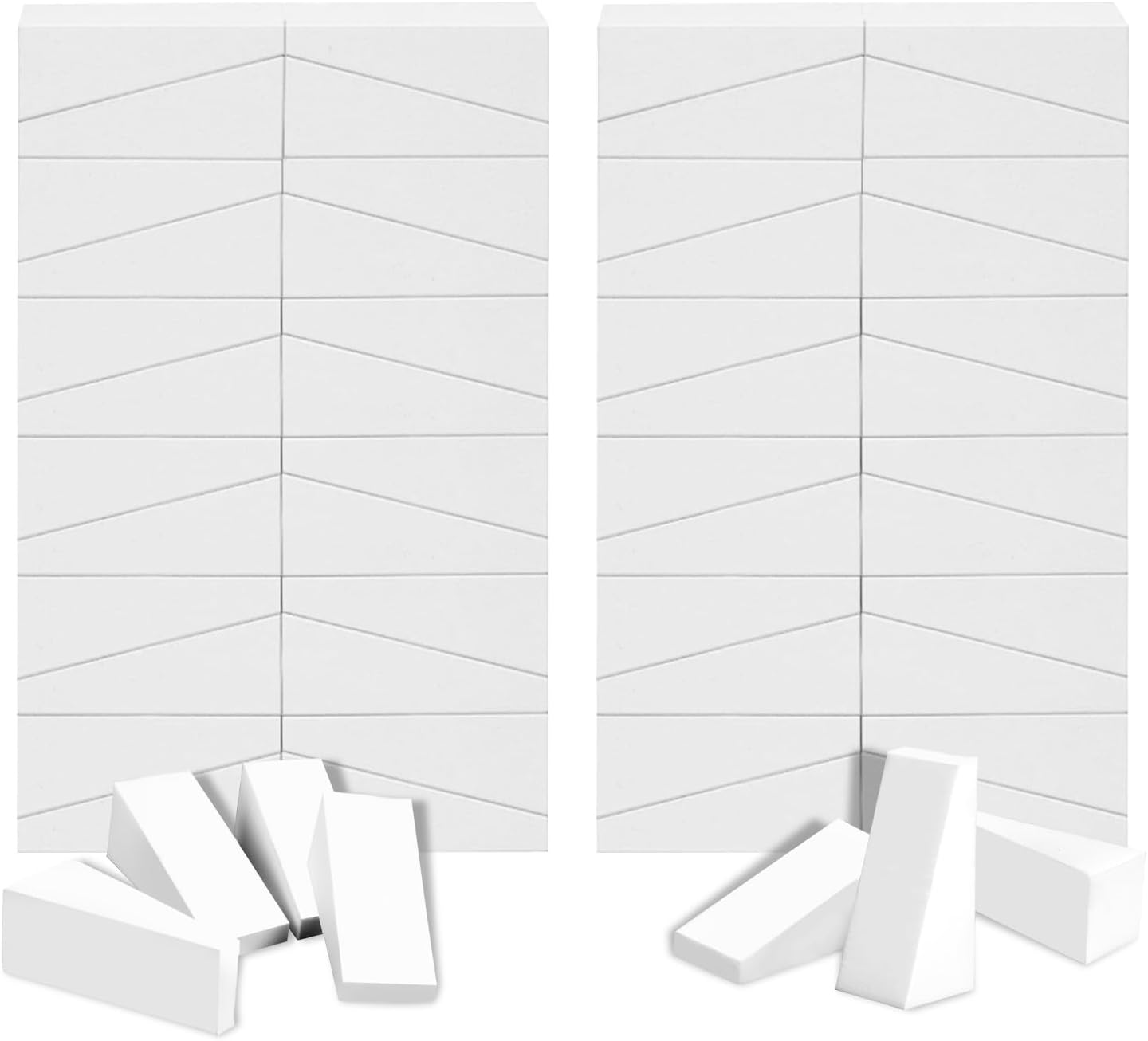 Detalle de AUAUY spugne triangolari per trucco, 48 pezzi non in lattice, accessorio monouso per fondotinta e fard (bianco)