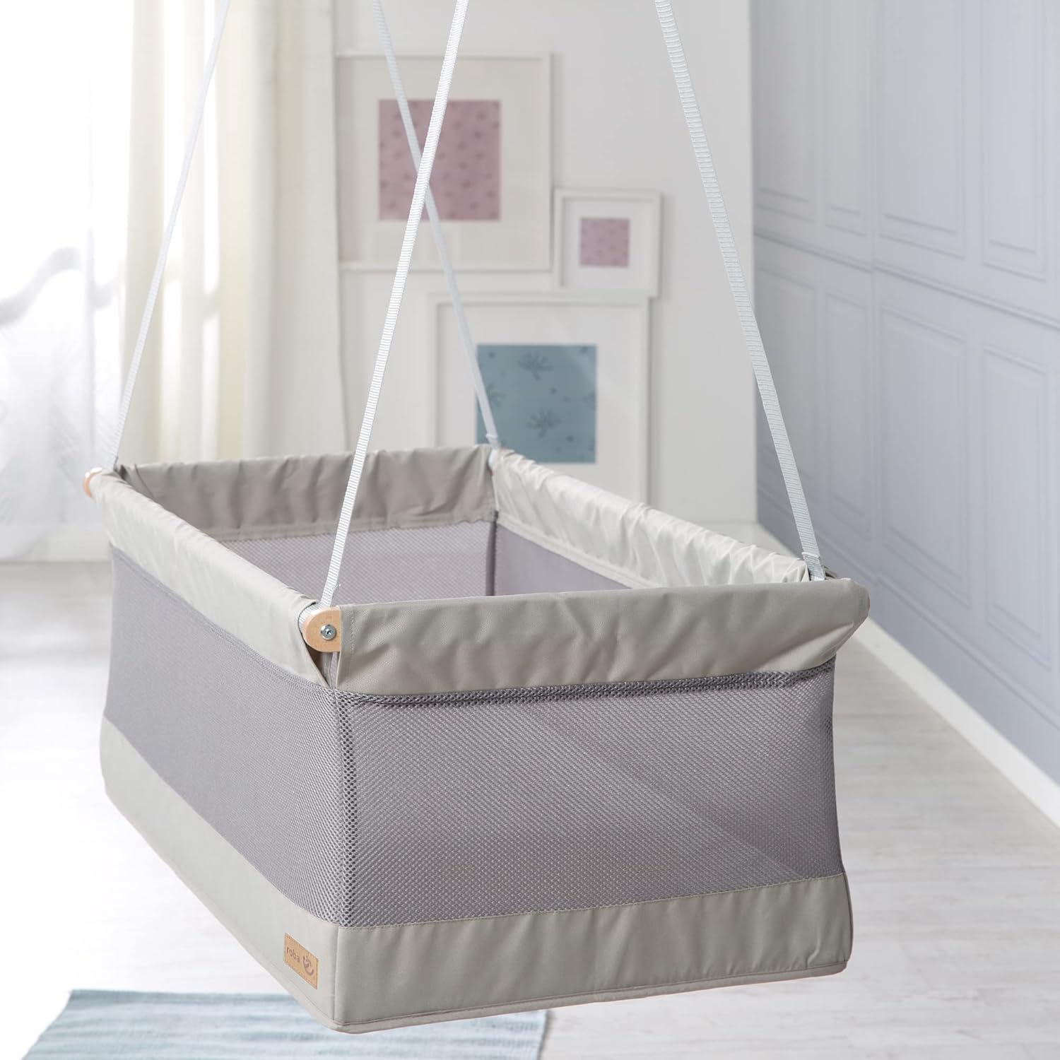 Detalle 2 de roba Hängebettchen 'Safe Asleep' 90 x 45 cm – atmungsaktives Babyhängebett mit Mesh-Seiten