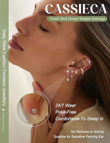 Thumbnail 1 de CASSIECA 21Pcs Helix-/Tragus-Piercing Set – Ohrschmuck aus chirurgischem Stahl mit 18K-Goldbeschichtung