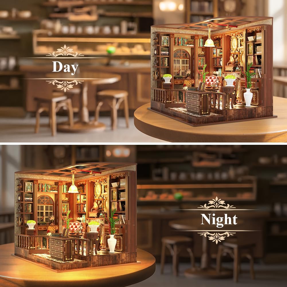 Thumbnail 5 de Aolso Kit Book Nook – Maison miniature DIY, 248 pièces en bois et puzzle 3D