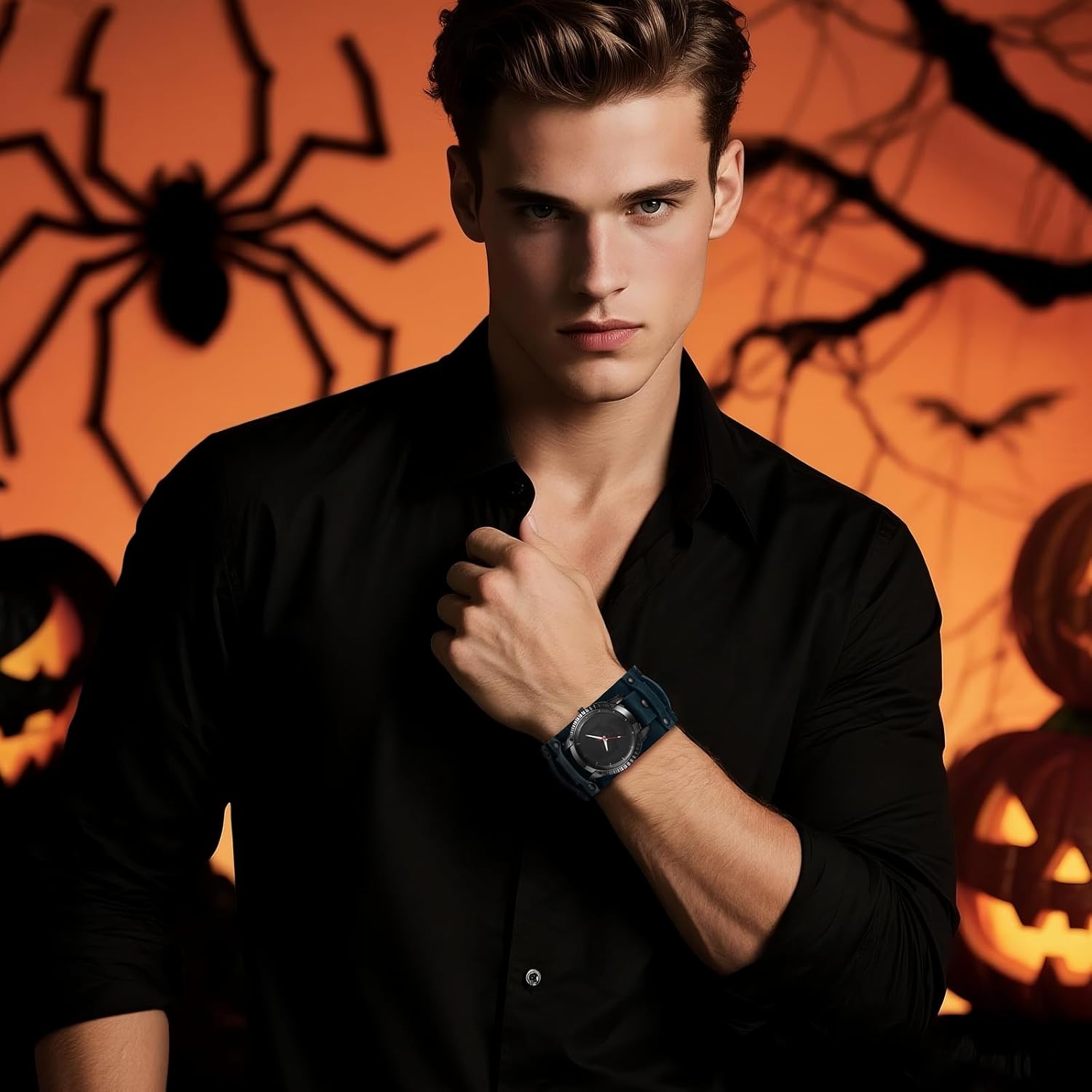 Thumbnail 6 de Avaner Herren Armbanduhr aus echtem Leder im Steampunk-Look mit Totenkopf-Motiv – Vintage Analog Quarz