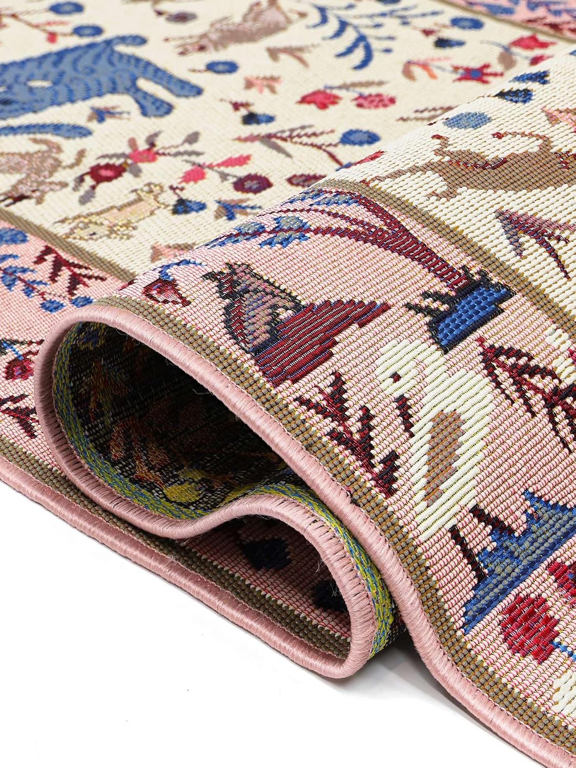 Detalle de RugVista Tigras Runner Rug, 80 x 250 cm, Pink/Pastel Multicolour, Low Pile