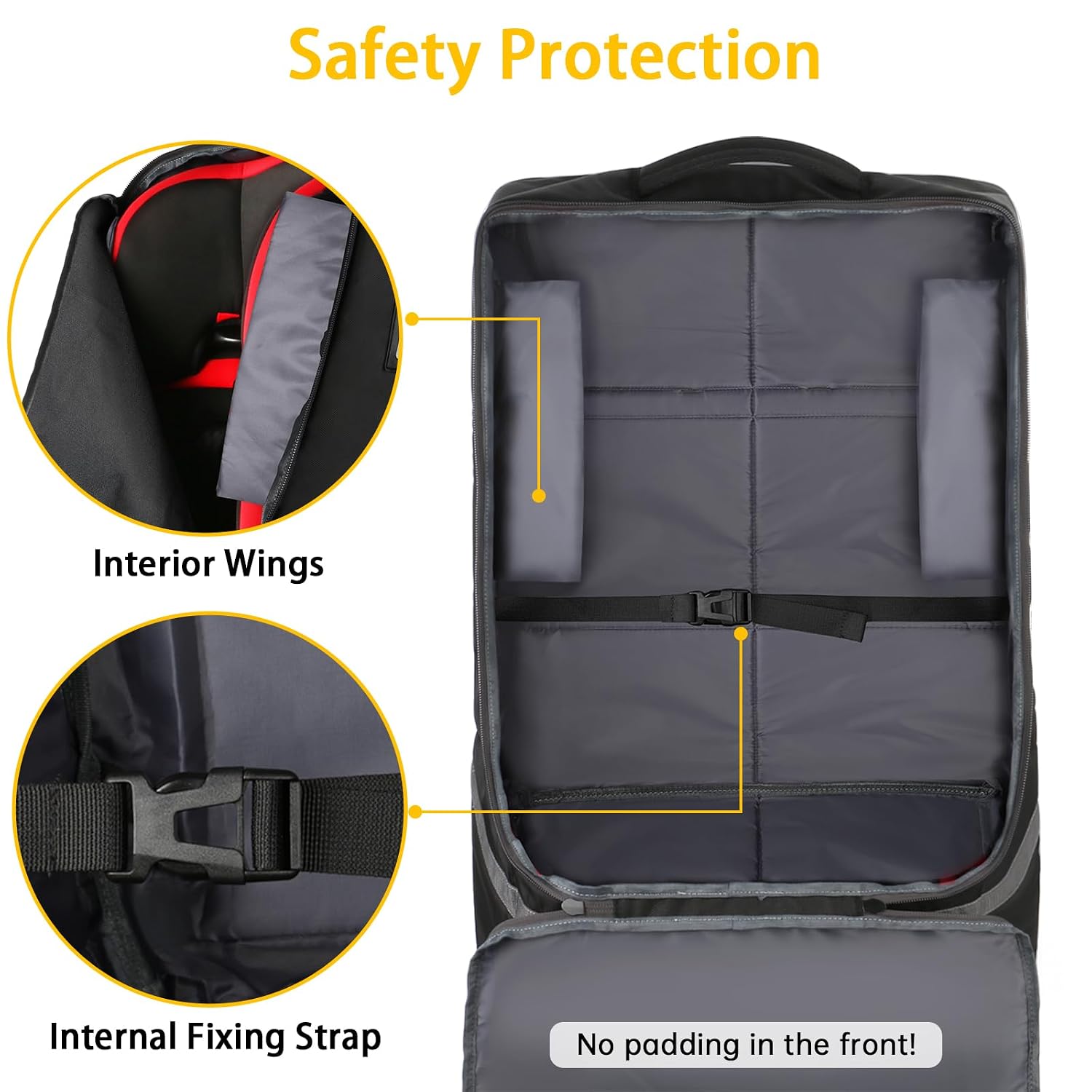 Detalle de YOREPEK Padded Car Seat Travel Bag Backpack, Water-Resistant, 17 x 17 x 28 in