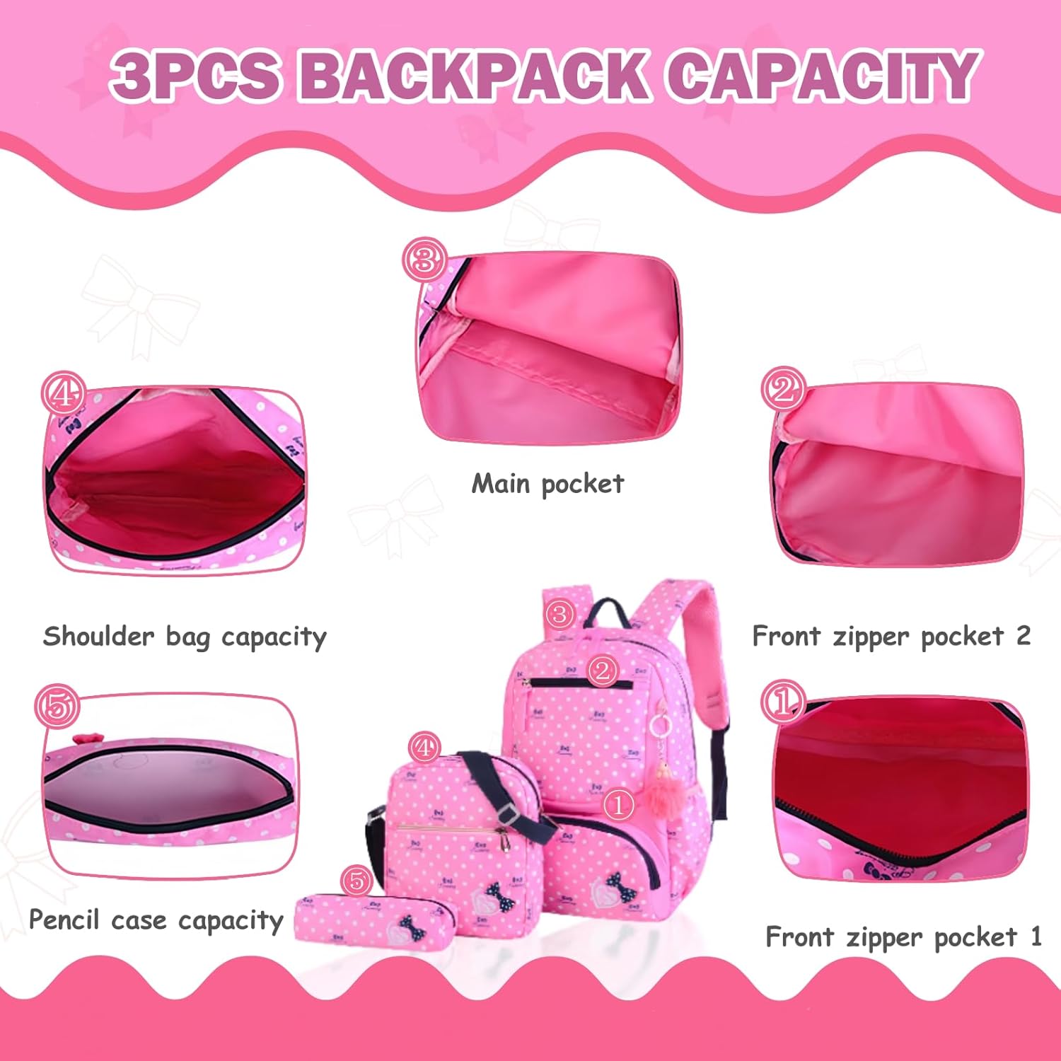 Thumbnail 2 de Armbq 3Pcs Girls Backpacks Set