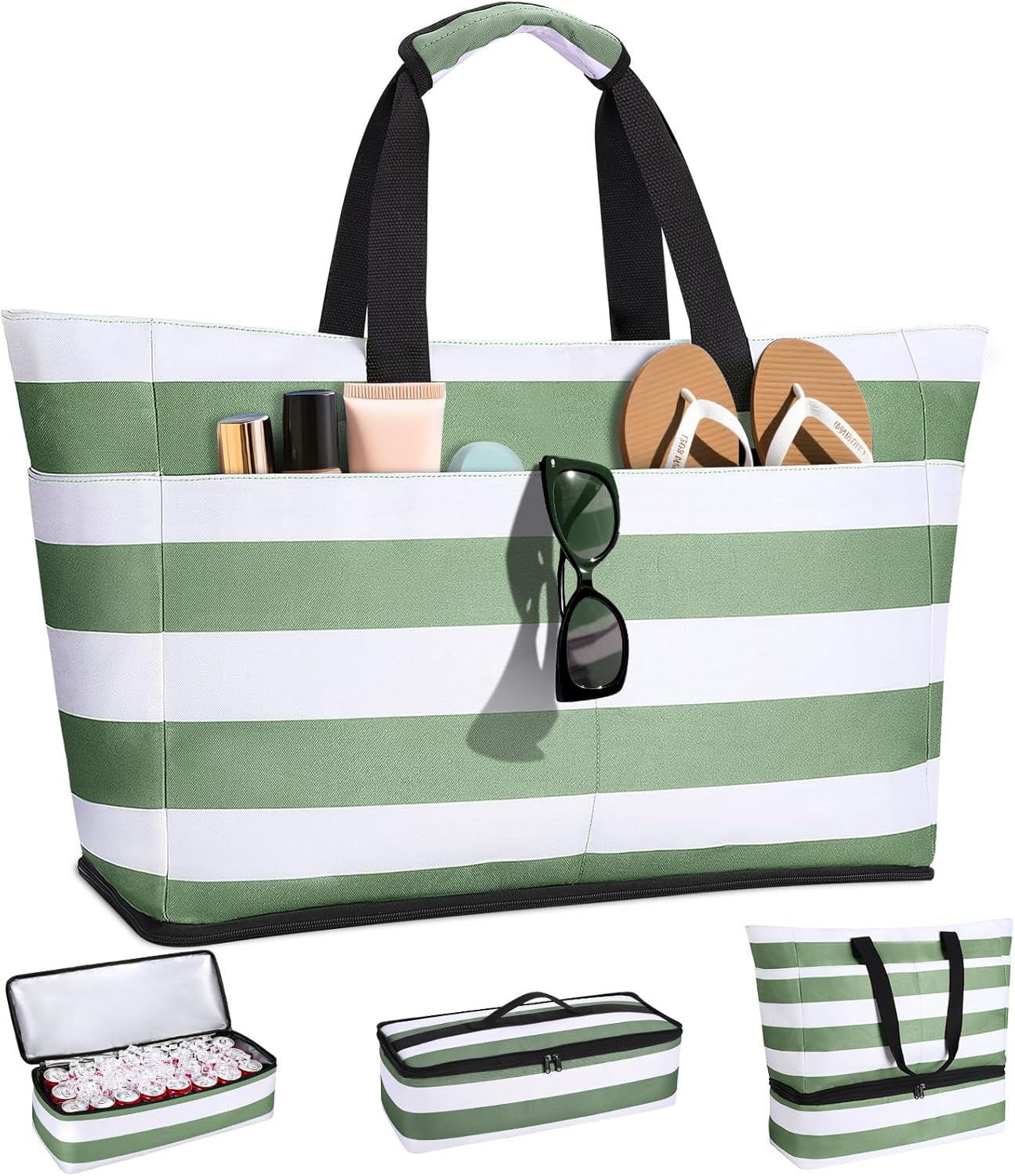 Detalle de CIRYCASE Strandtasche XXL Familie mit Kühlfach – 54L, 2-in-1, wasserfest und faltbar