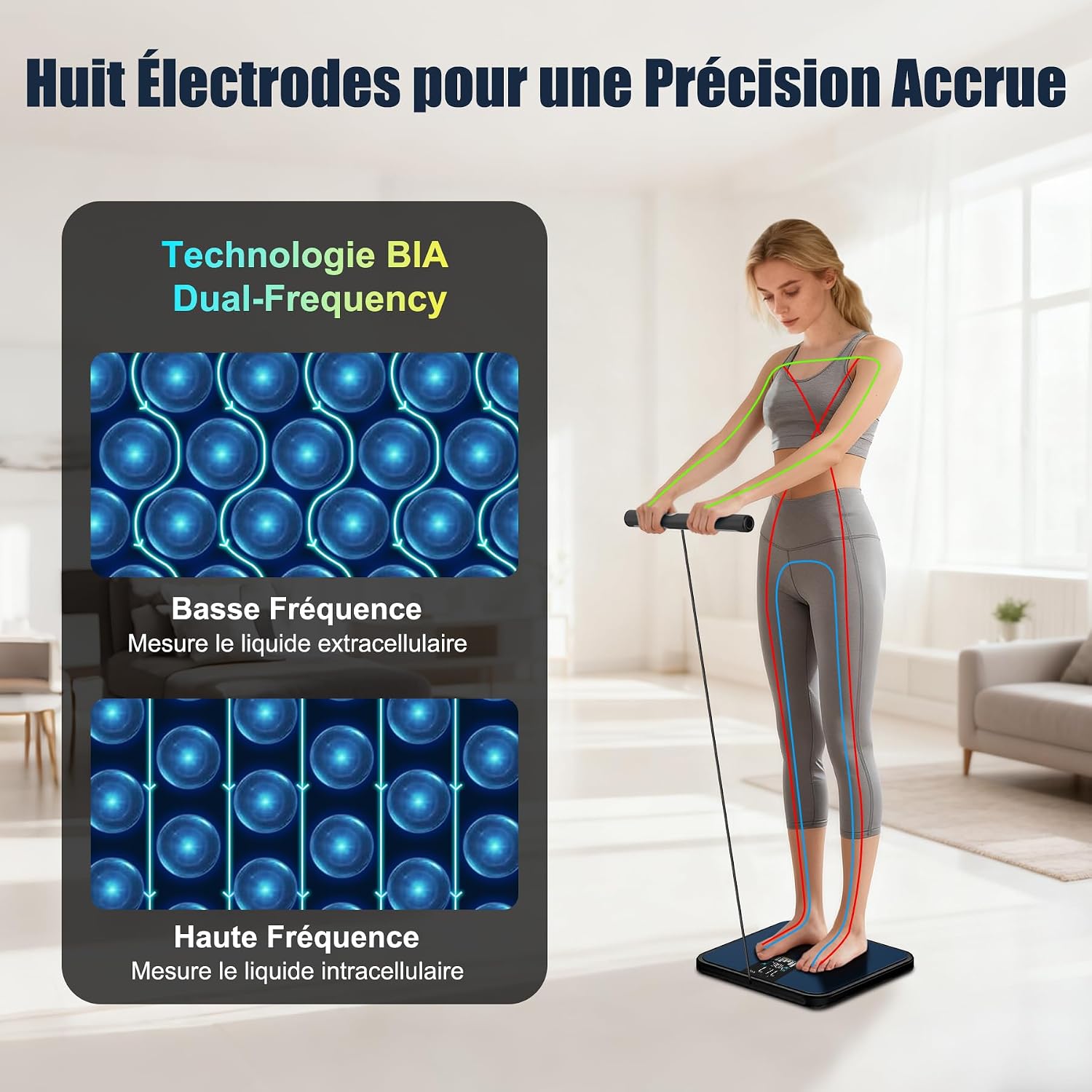 Detalle de SEAWOWpro Balance Connectée – Impédancemètre à 8 Électrodes avec Écran LED et 28 Indicateurs