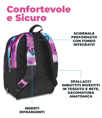 Detalle de Seven Zaino Scuola Dual Detach: 2-in-1 zaino e zainetto per ragazze, rosa/azzurro