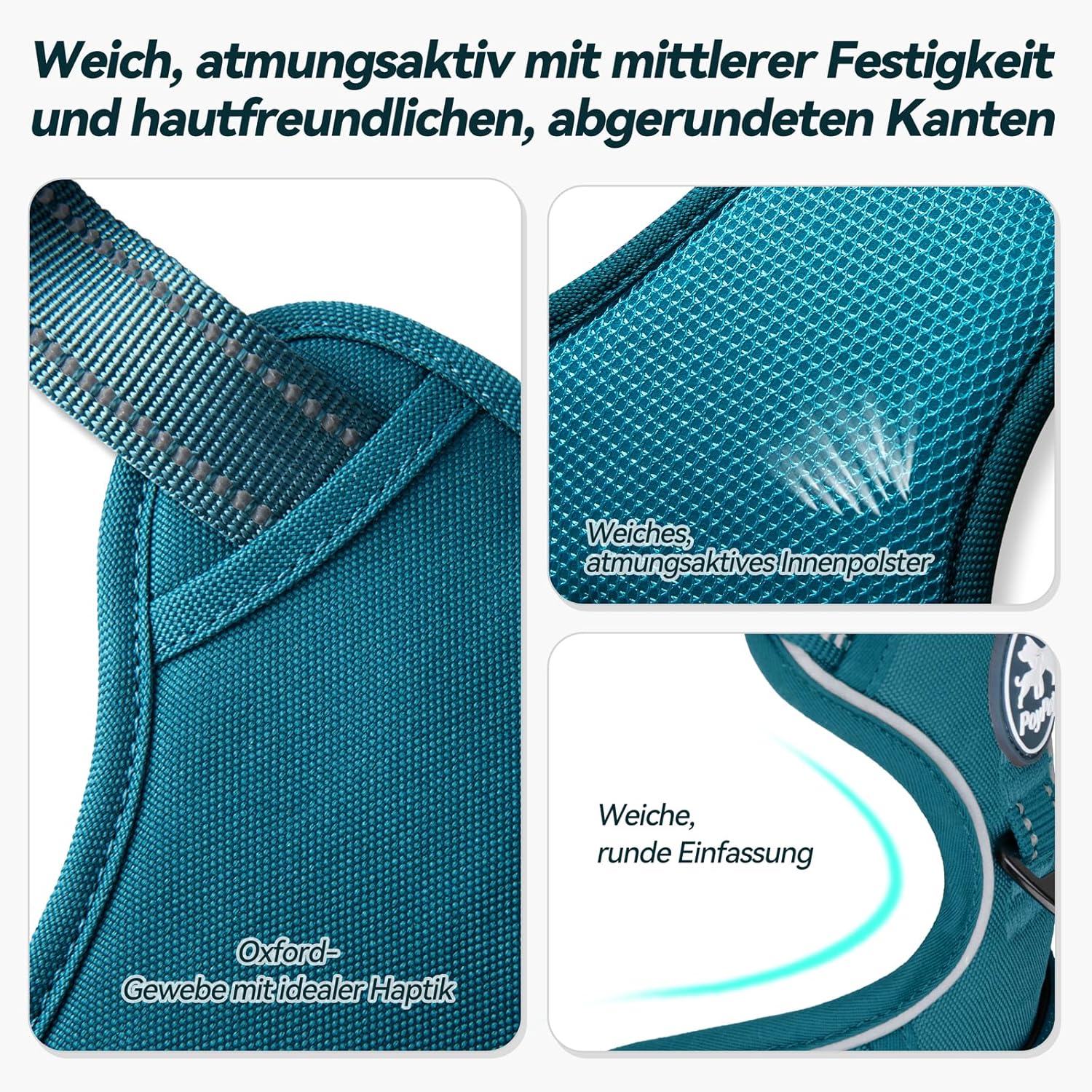 Detalle de PoyPet Hundegeschirr Tumalo Teal M, reflektierend