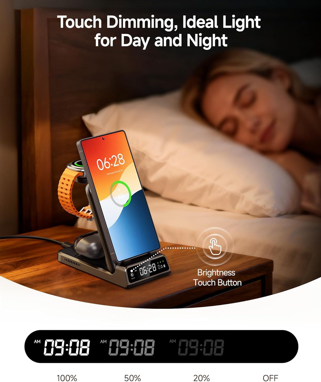 Thumbnail 1 de SwanScout 703S 3-in-1 Wireless Charging Station for Samsung phones, Galaxy Watch & Buds (No Adapter)