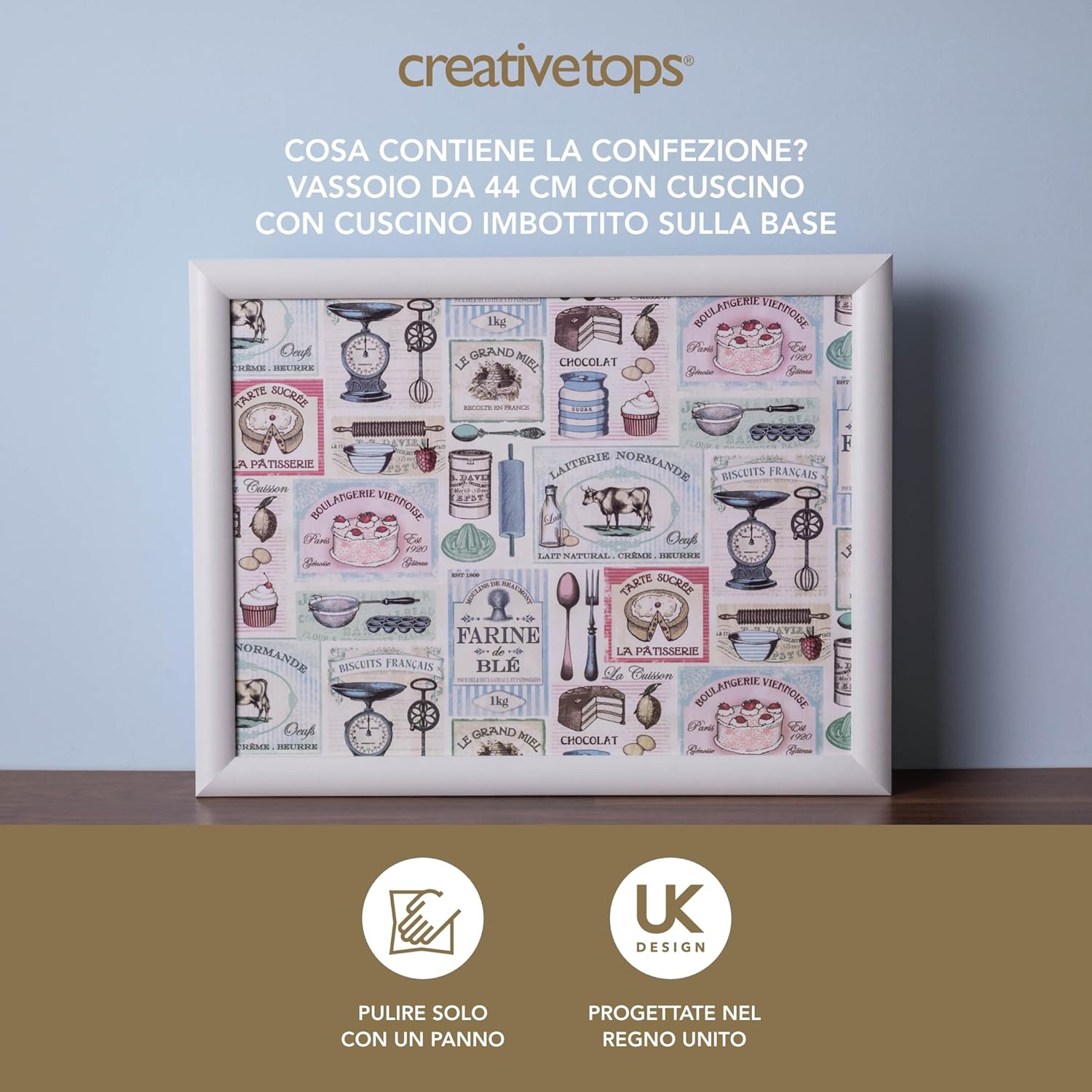 Thumbnail 2 de Creative Tops Vassoio da grembo con stampa retrò, imbottito, 44 cm x 34 cm x 6 cm