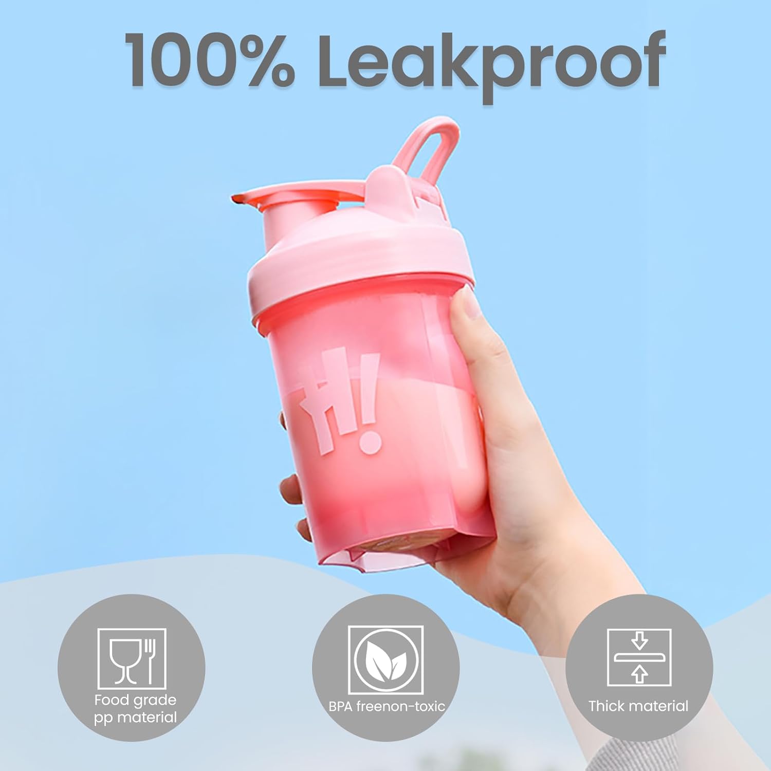 Thumbnail 2 de Guoxintech 500ml Protein Shaker Bottle with Mixing Ball – Pink