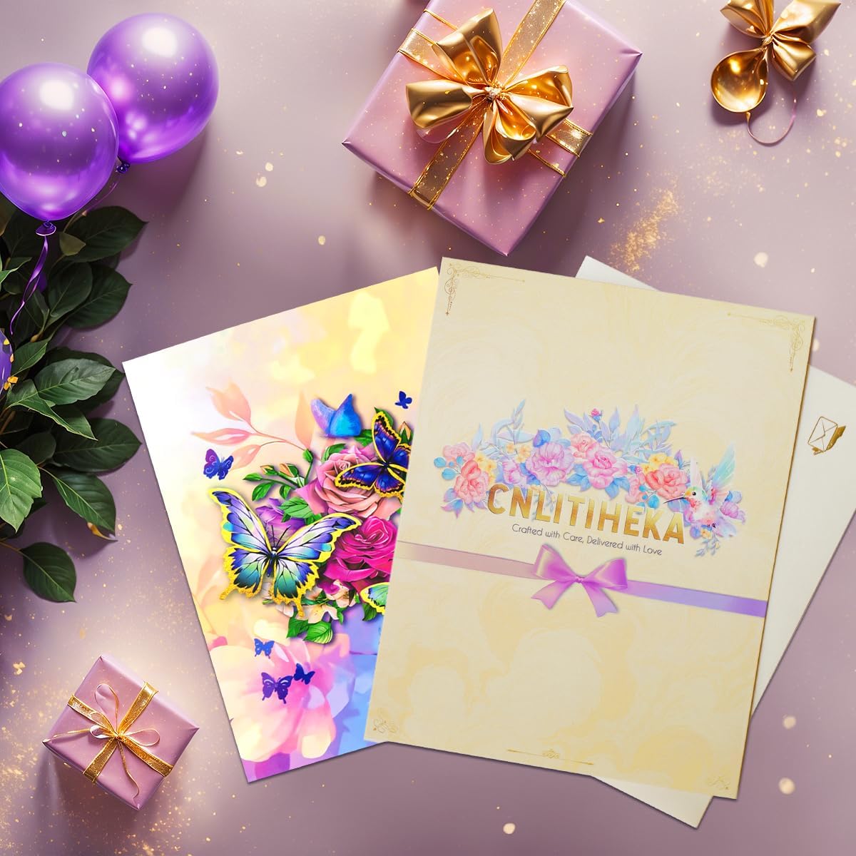 Detalle de CNLITIHEKA Rose Butterfly Pop Up Card for Women