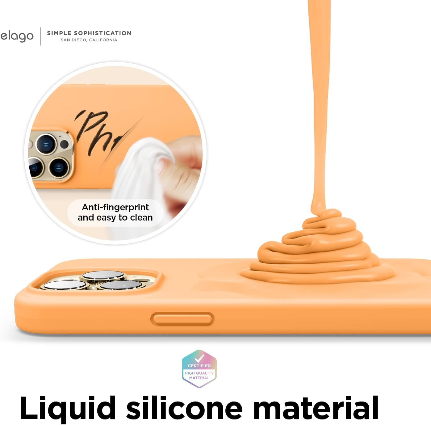 Detalle de elago Coque Silicone Liquide Compatible iPhone 13 Pro 6,1" — Étui silicone premium antichoc à 3 structures (orange)