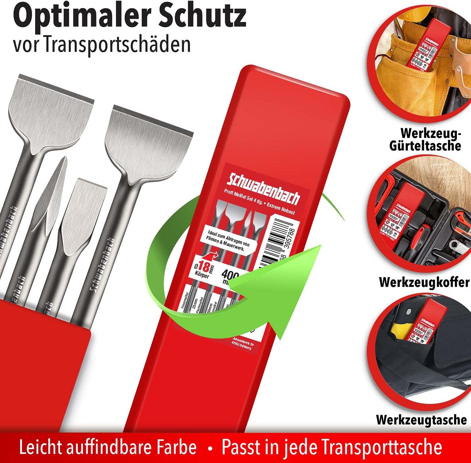 Thumbnail 6 de SCHWABENBACH Set Scalpelli SDS Max 400 mm 4 pezzi