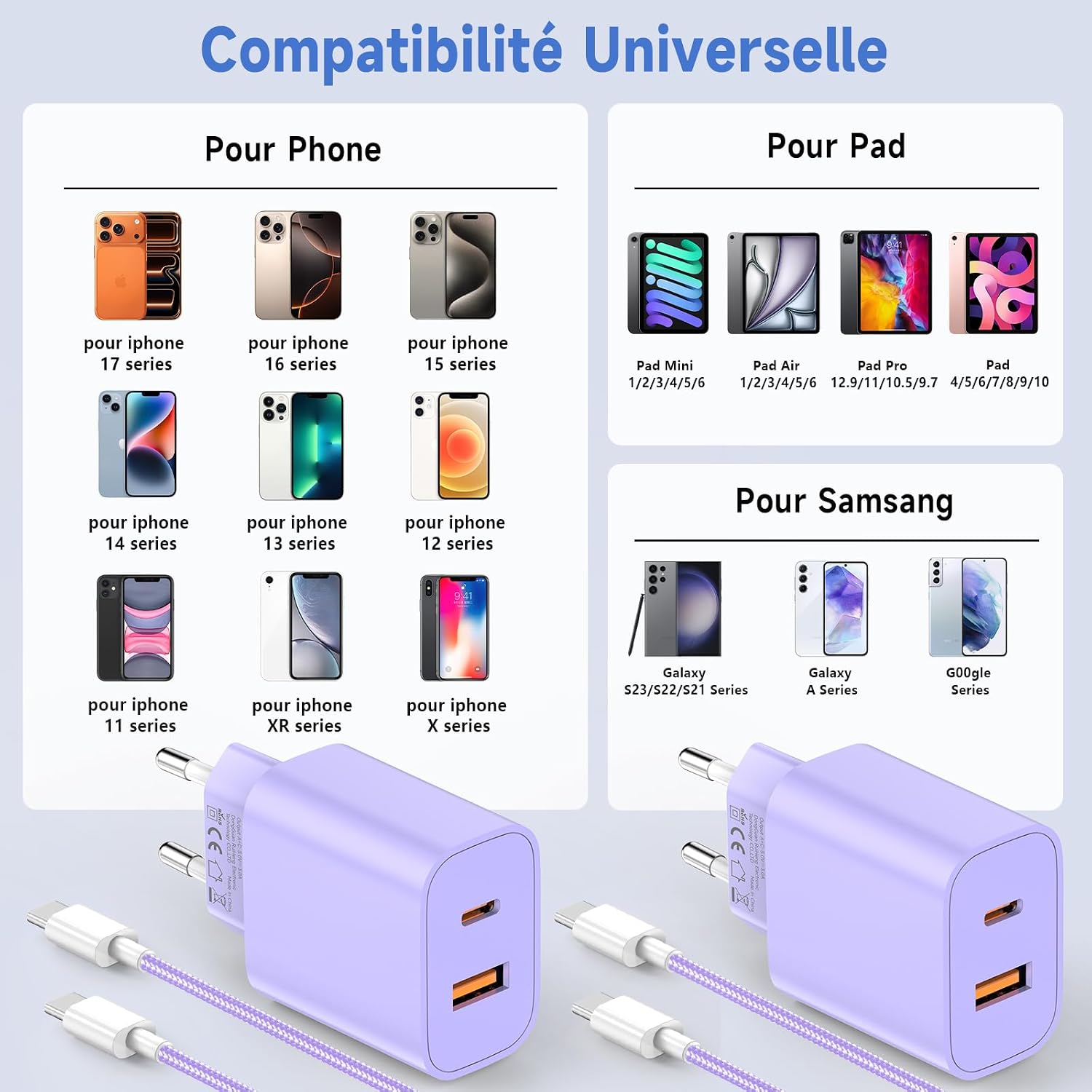 Thumbnail 6 de HYDOOD chargeur iPhone 20 W double port