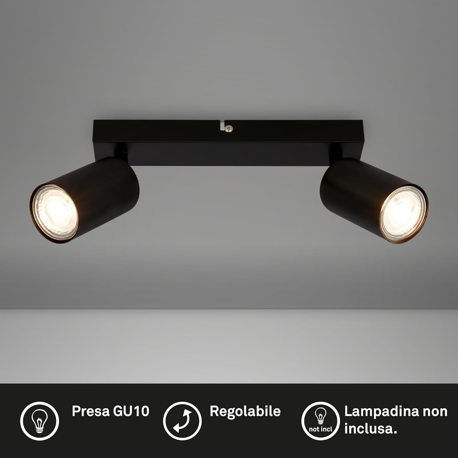 Thumbnail 1 de Briloner Plafoniera LED Soffitto GU10 a 2 Luci, Nero, IP20