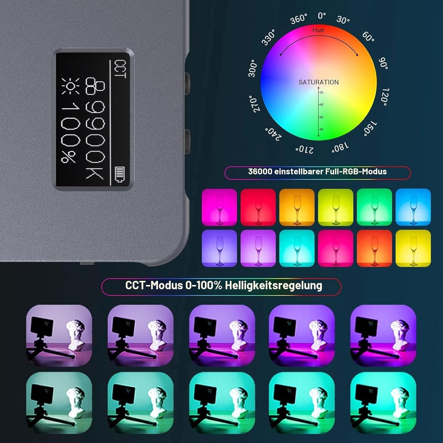 Detalle 2 de SMALLRIG P96L RGB Videoleuchte 2500K–8000K