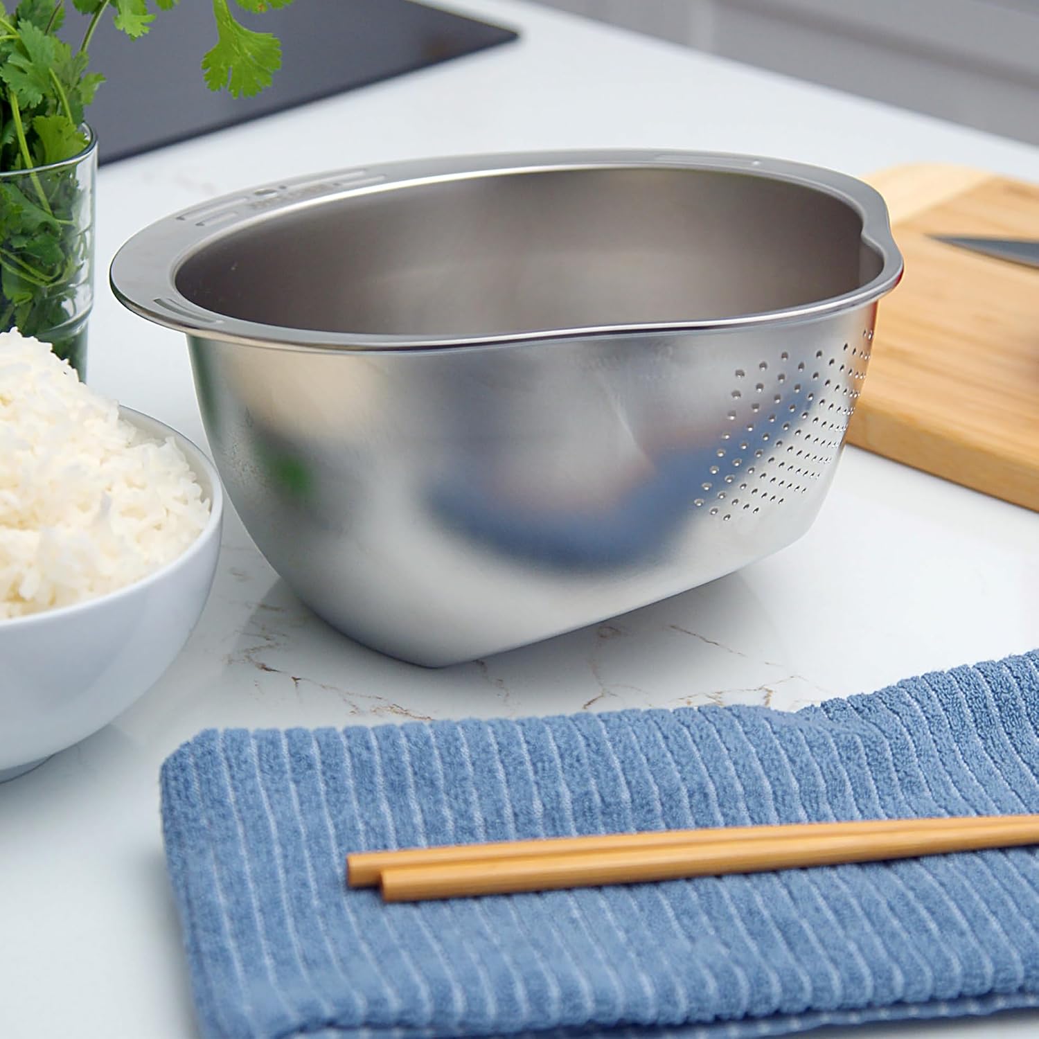 Thumbnail 6 de Joyce Chen Stainless Steel Rice Strainer Bowl: Wash, Rinse, and Drain Effortlessly
