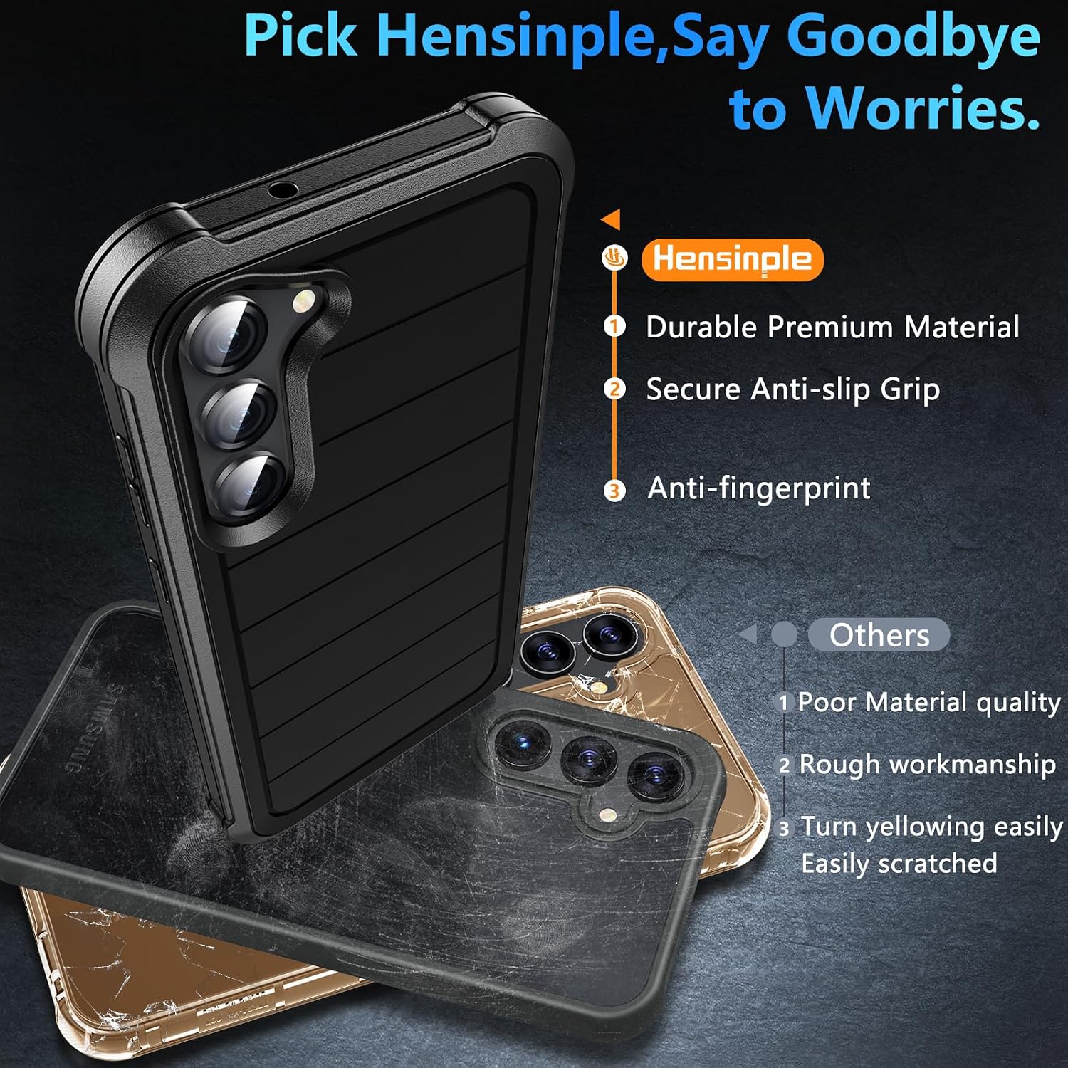 Thumbnail 6 de Hensinple Rugged Case with Tempered Glass for Samsung Galaxy S23+