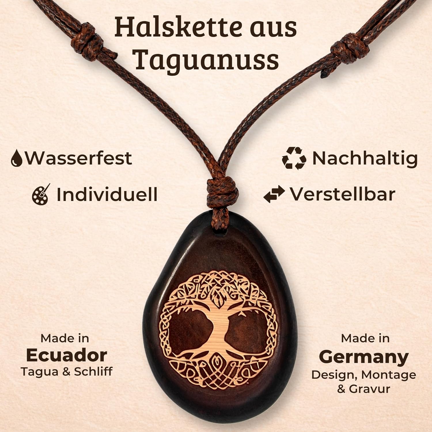 Thumbnail 1 de Amarumi Handgefertigter Anhänger aus Taguanuss – Symbol für Lebensfreude, Harmonie & Naturverbundenheit