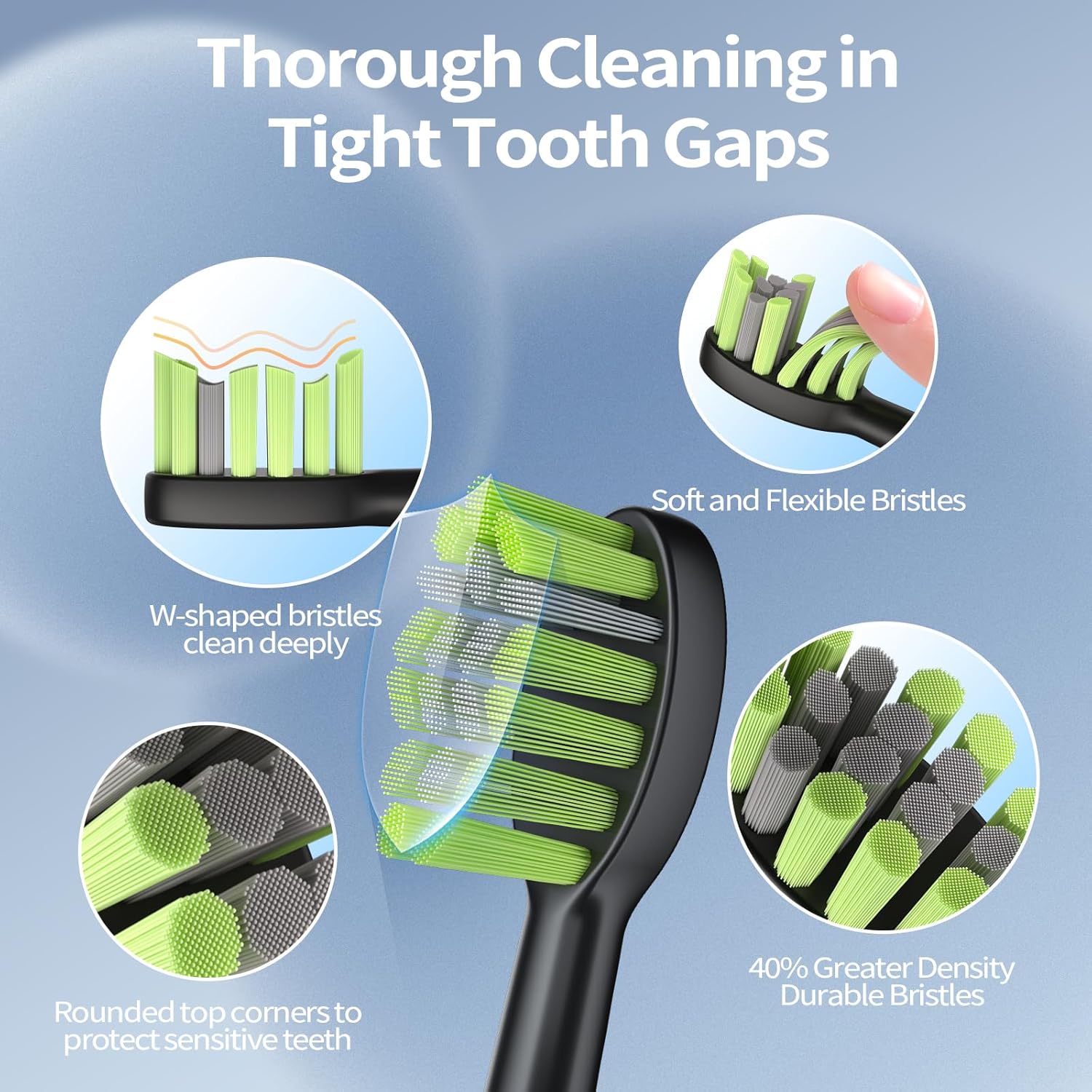 Detalle de OasiSmile Electric Toothbrush for Adults: 42,000 VPM, 5 Modes, 6 Heads