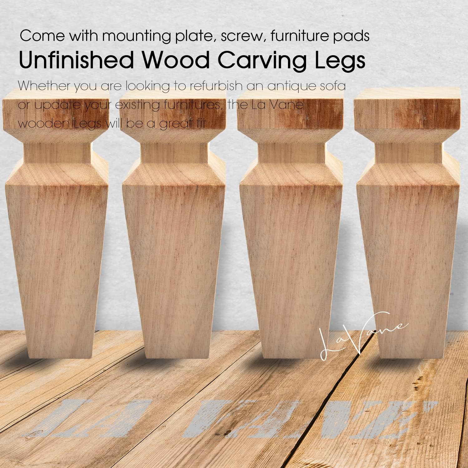 Detalle 2 de La Vane Wooden Furniture Legs 15 cm
