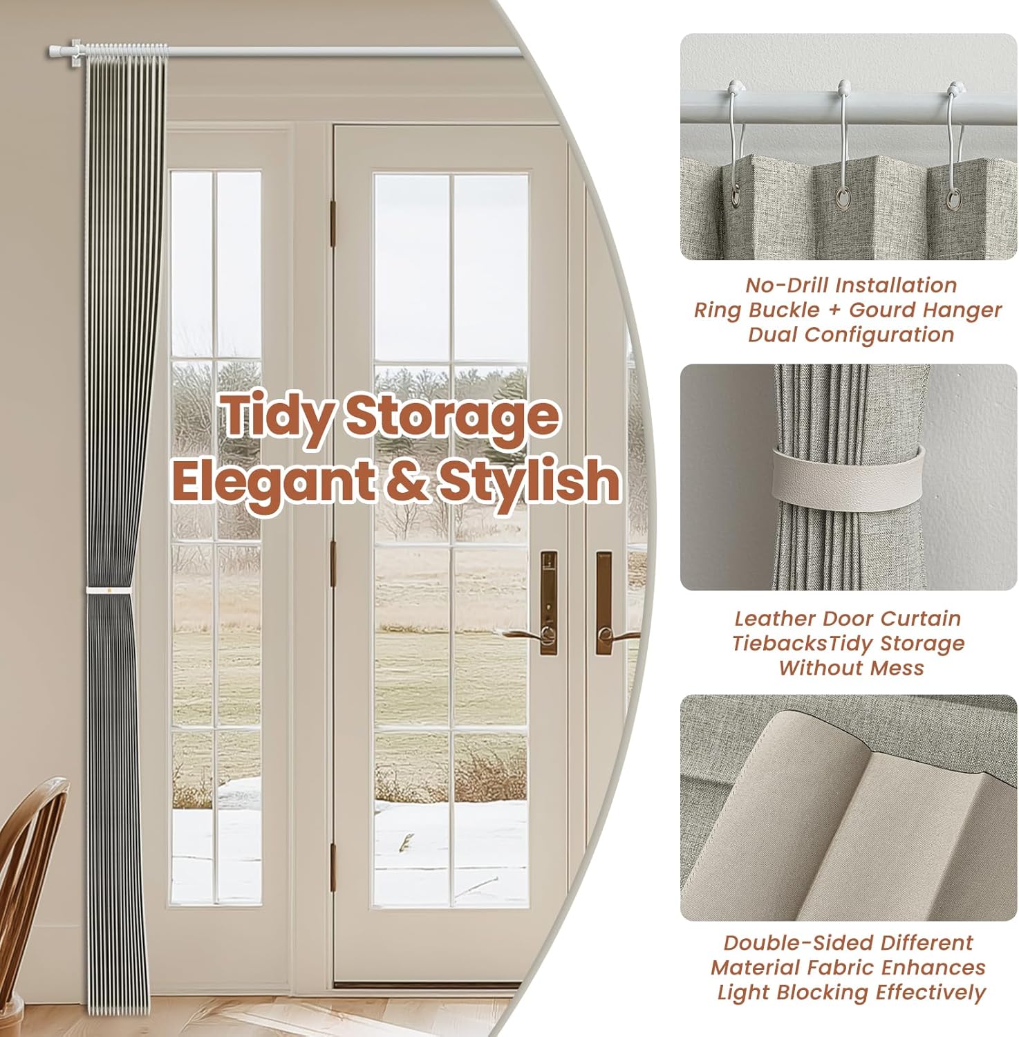 Thumbnail 4 de AJAZZ 100% Blackout Accordion Door Curtain 98"x106"