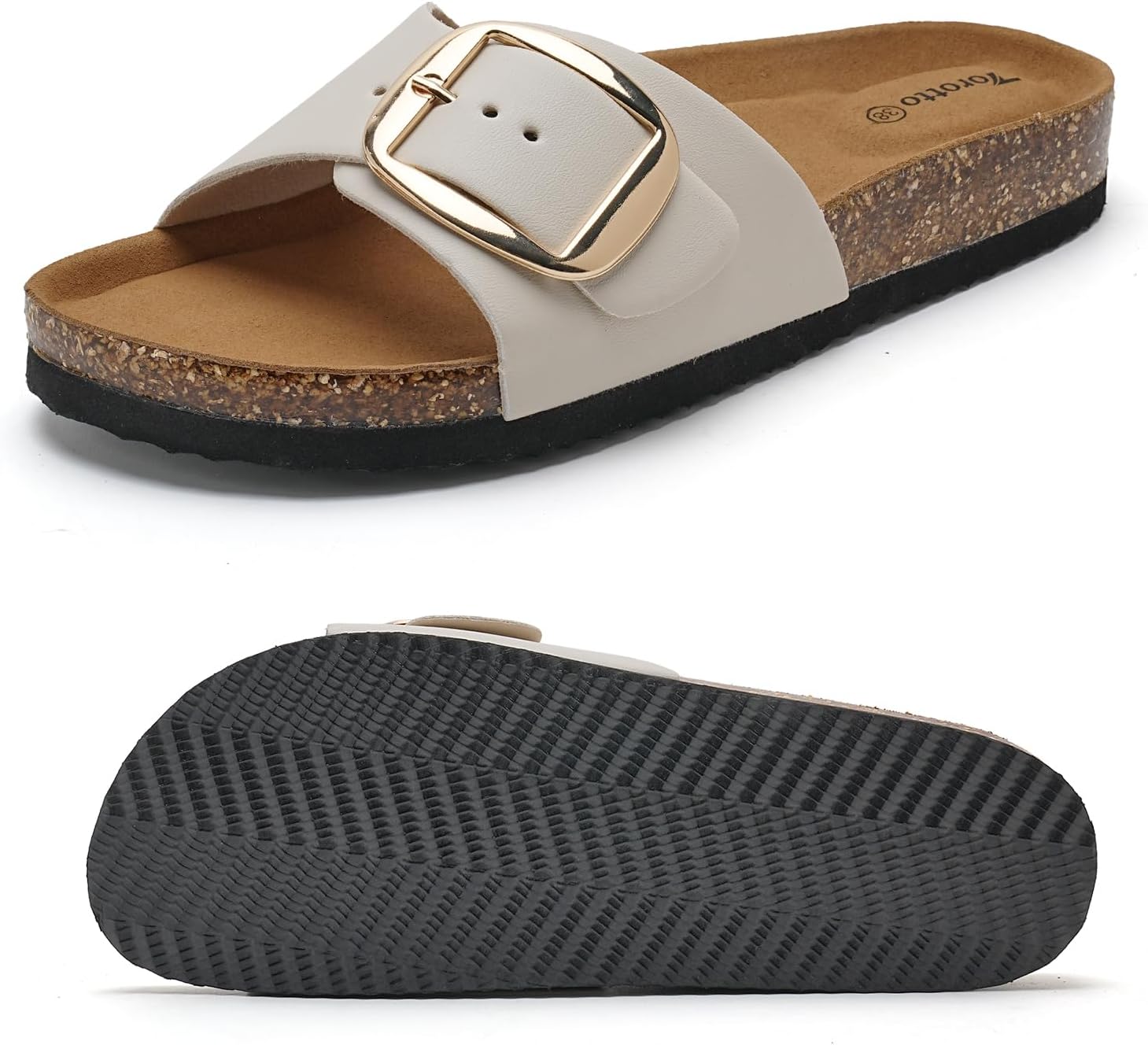 Thumbnail 2 de Torotto Pantoletten & Damen-Sandalen mit verstellbarem Gurt – bequeme Latschen/Hausschuhe mit flachem Absatz