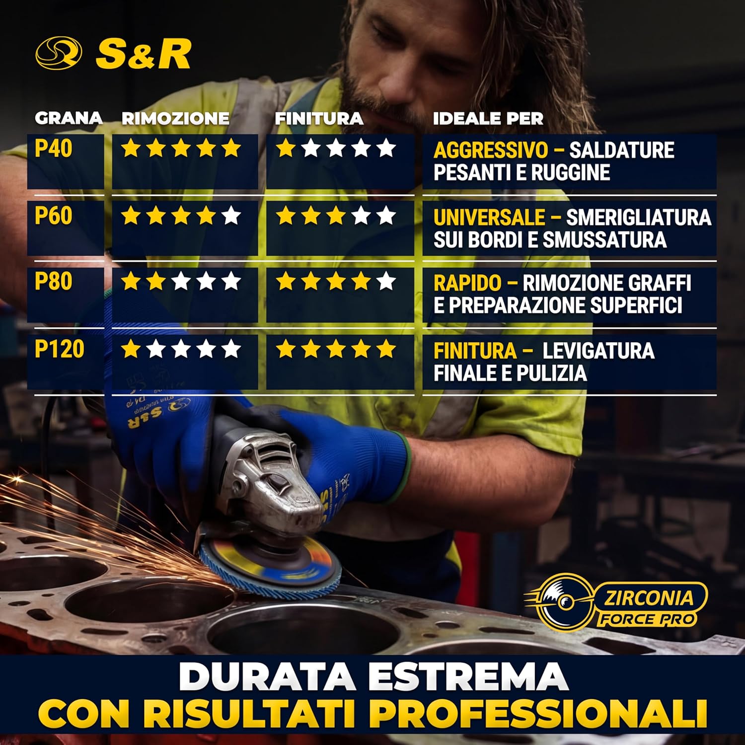 Thumbnail 1 de S&R 10 Dischi Abrasivi a Lamelle 115 mm, Grana 40 - per Smerigliatrice