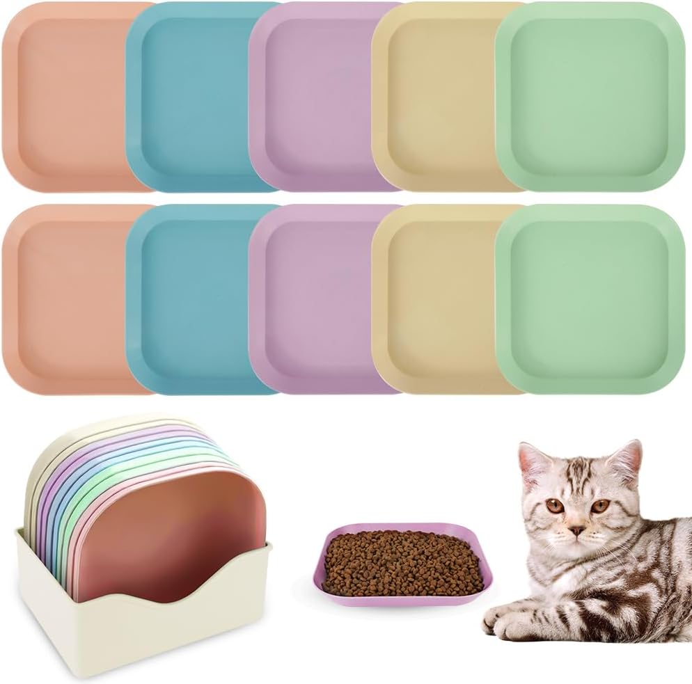 Detalle de Alaoo 10 pcs Plastic Cat Food Bowls 14.5cm
