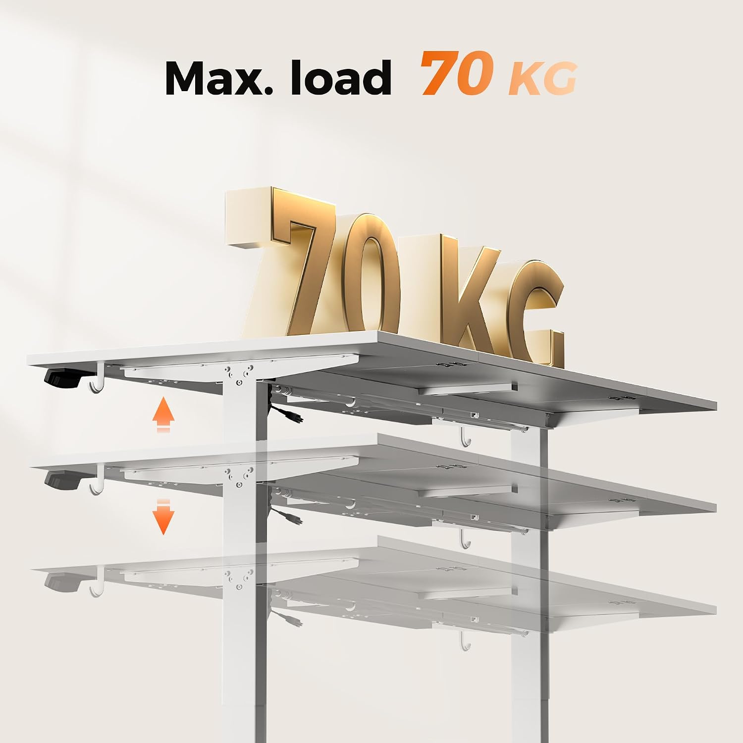 Thumbnail 5 de Agilestic Height-Adjustable Electric Desk (120x80 cm) with Memory Function, White