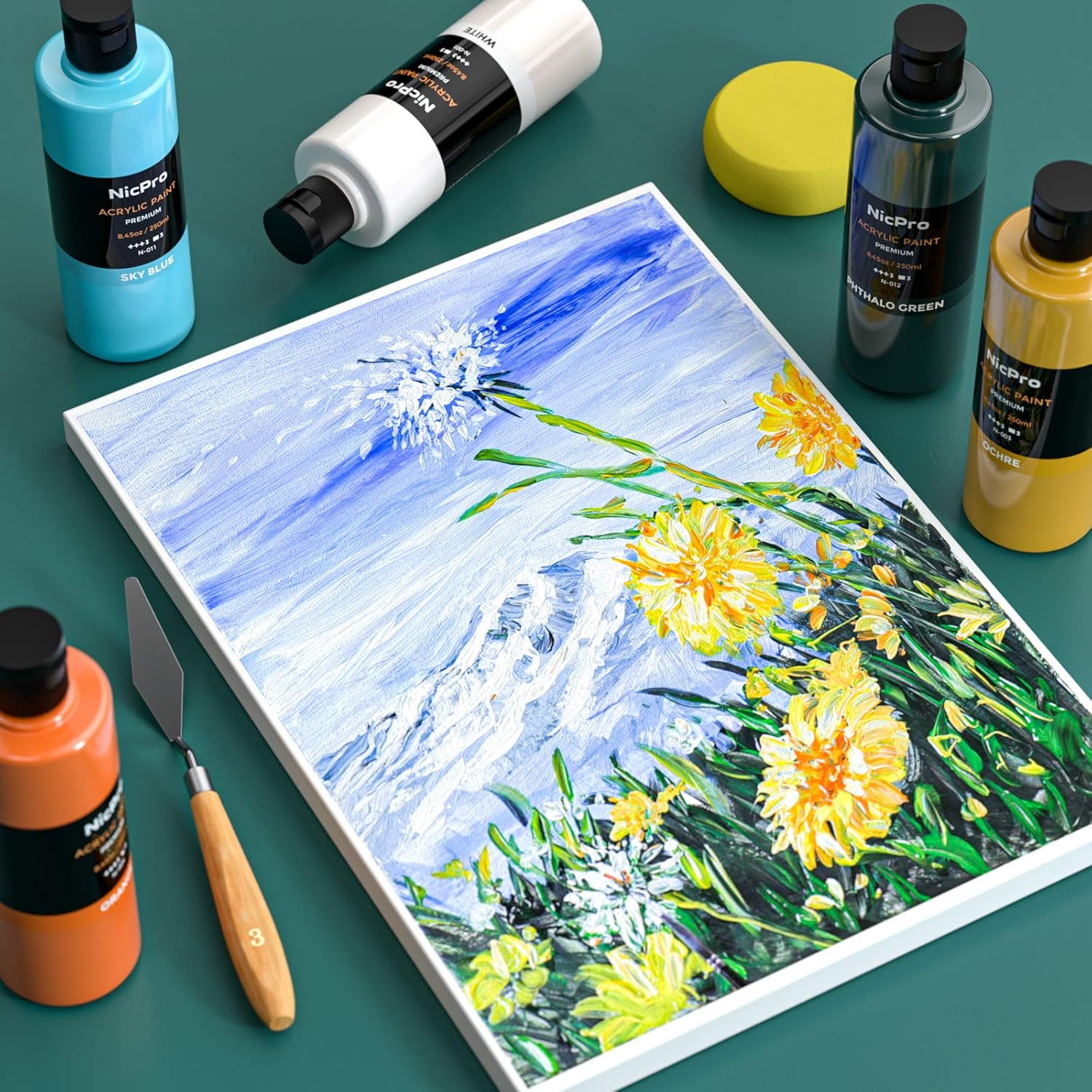Thumbnail 4 de Nicpro 12 Colors Large Bulk Acrylic Paint Set – 8.45 oz (250 ml) for Multi-Surface Projects