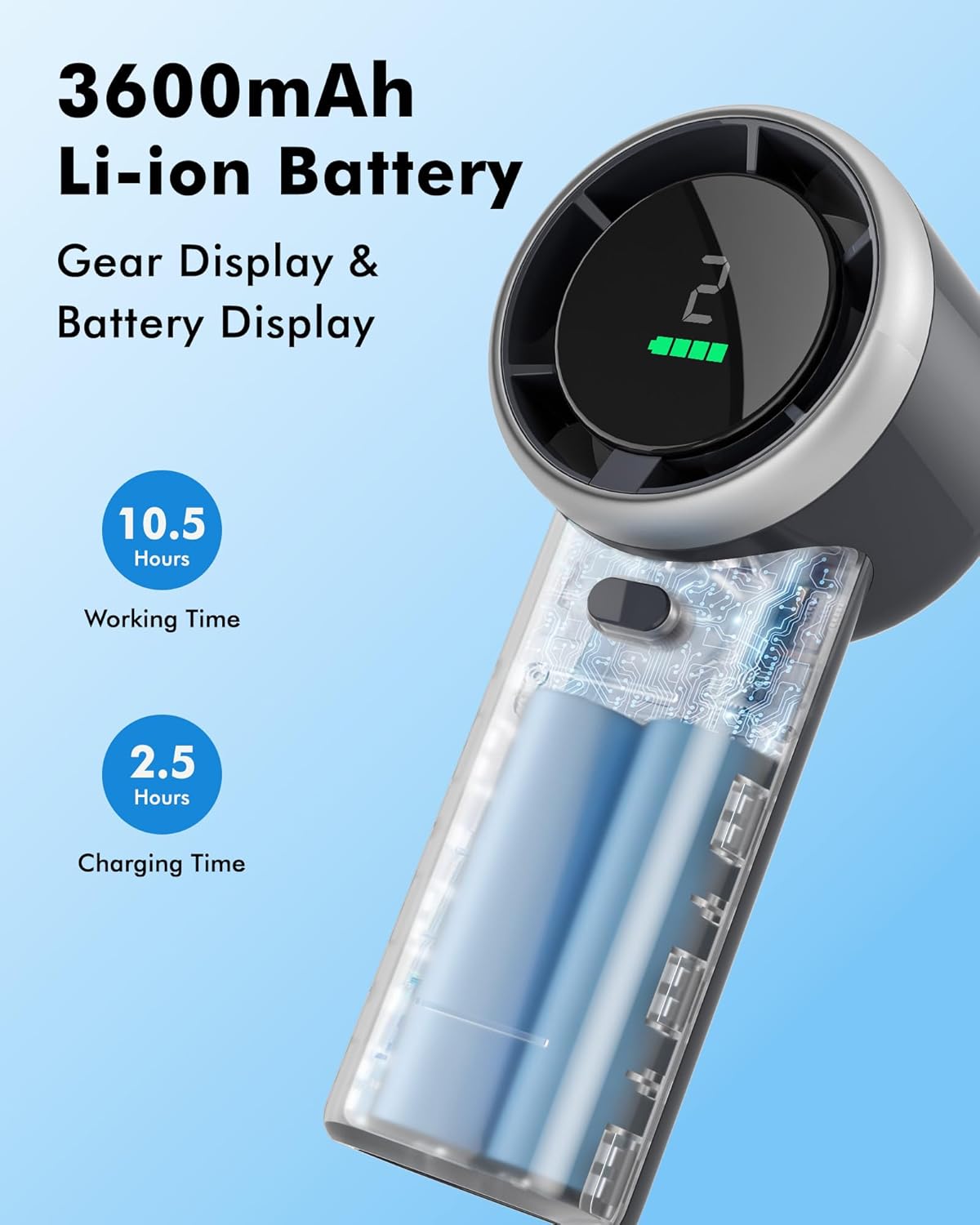 Thumbnail 3 de WHATOOK Handheld Fan, 8.5m/s high speed