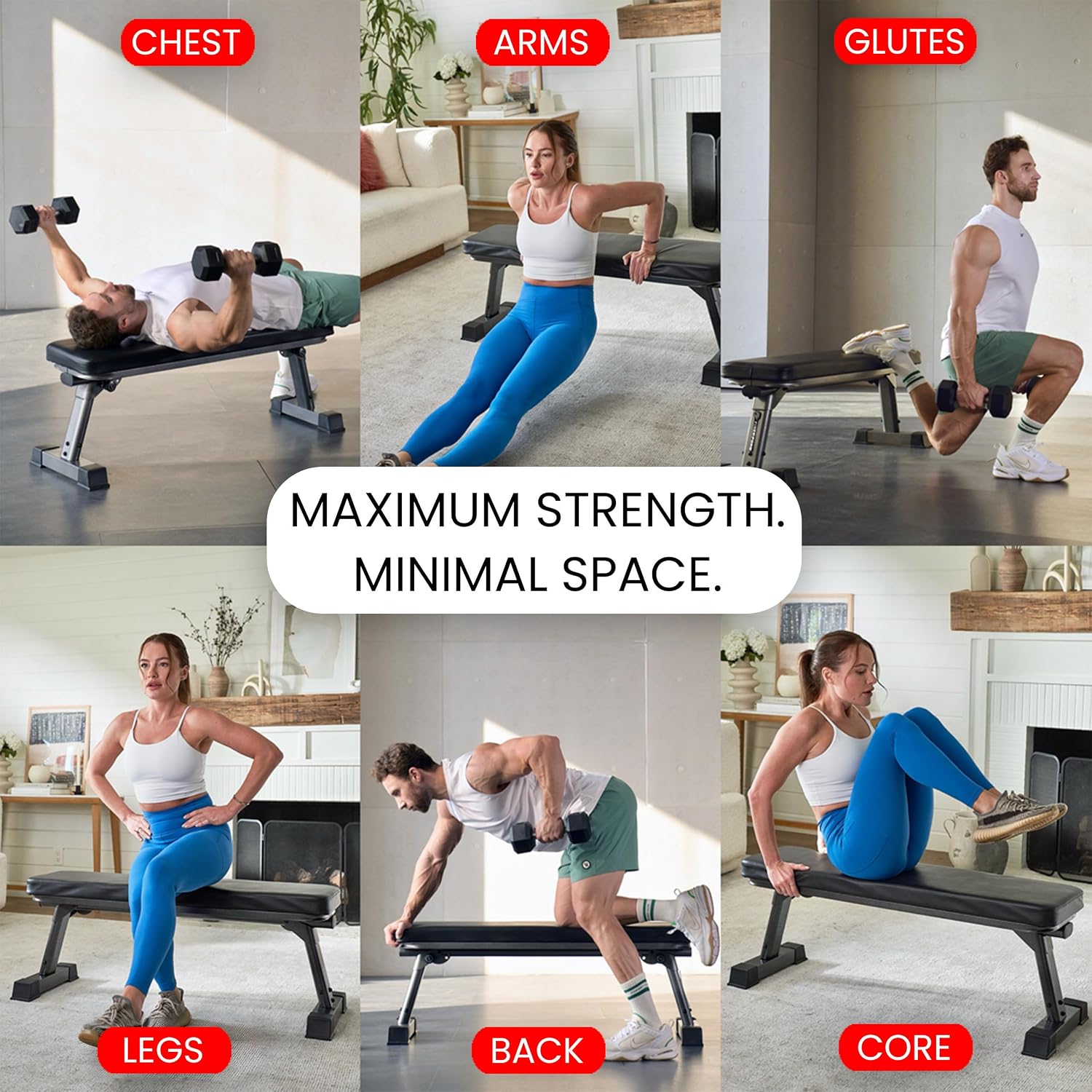 Thumbnail 3 de Finer Form Folding Flat Weight Bench, 1,000 lb Capacity