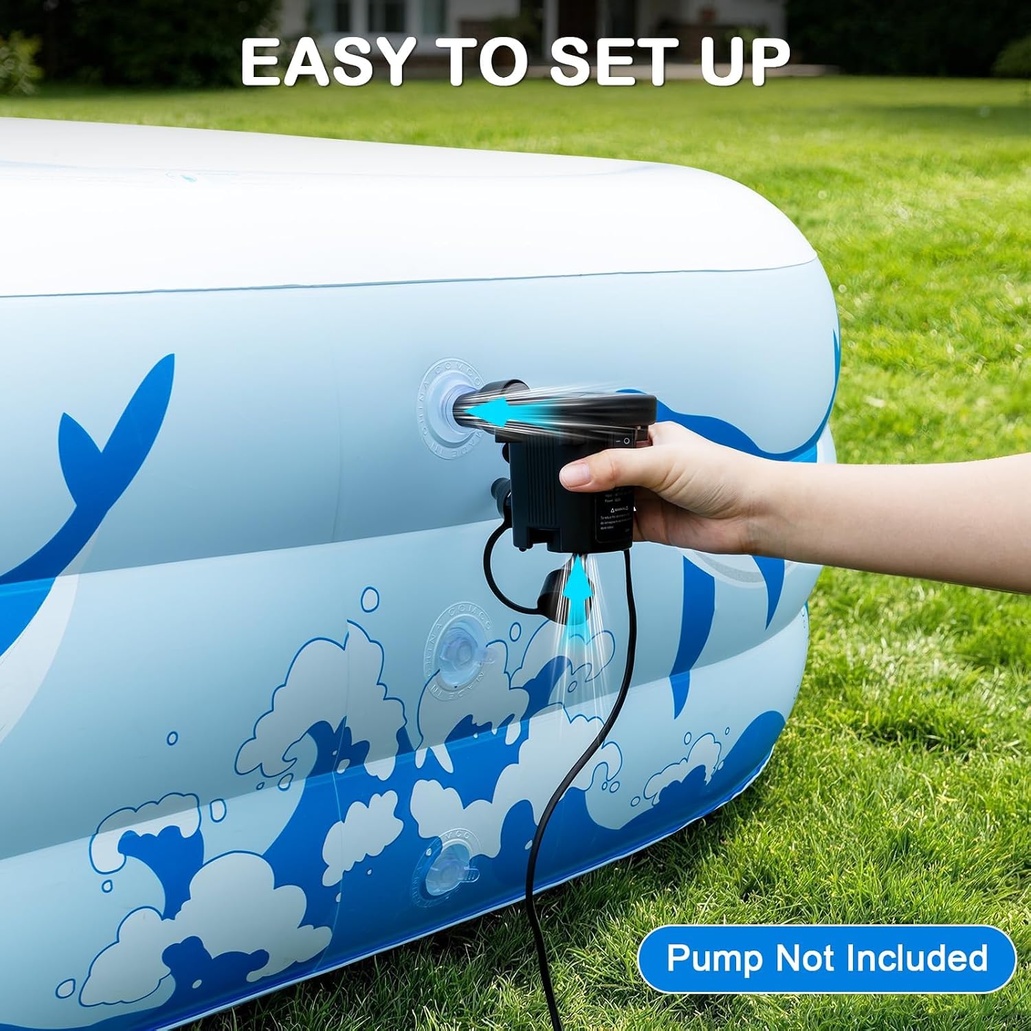 Detalle 2 de Large Inflatable Pool with Solar-Powered Lights (12FT x 6.5FT) — Family-Size Backyard Oasis