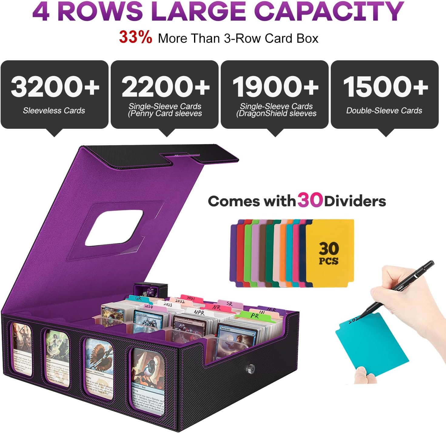 Thumbnail 1 de Trading Card Storage Box - 3200+ MTG Deck Box with Commander Display & Portable Handle