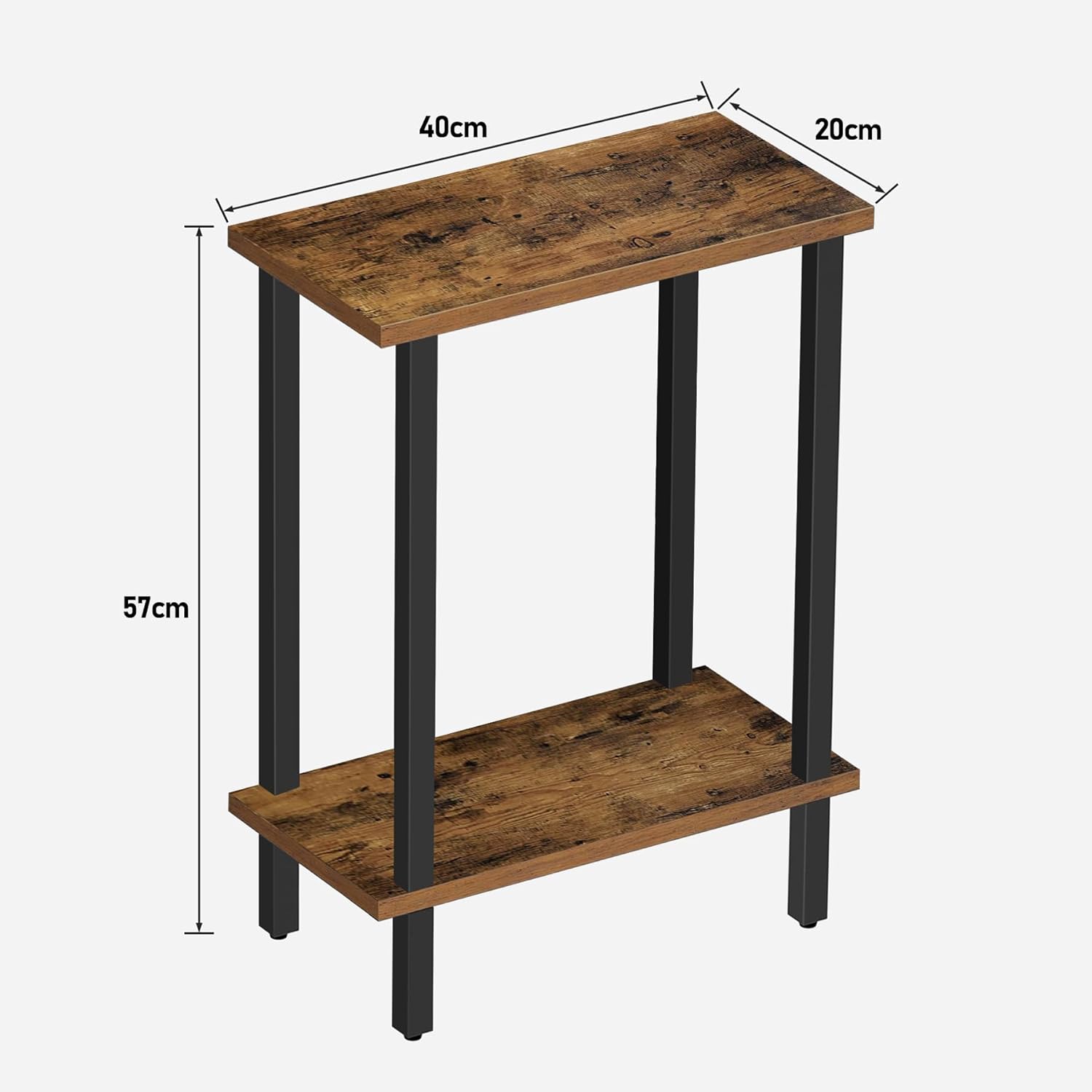 Thumbnail 2 de TUTOTAK Small Side Table: Narrow 2-Tier Skinny Sofa Table (Set of 2) in Brown TB01BB0622EU