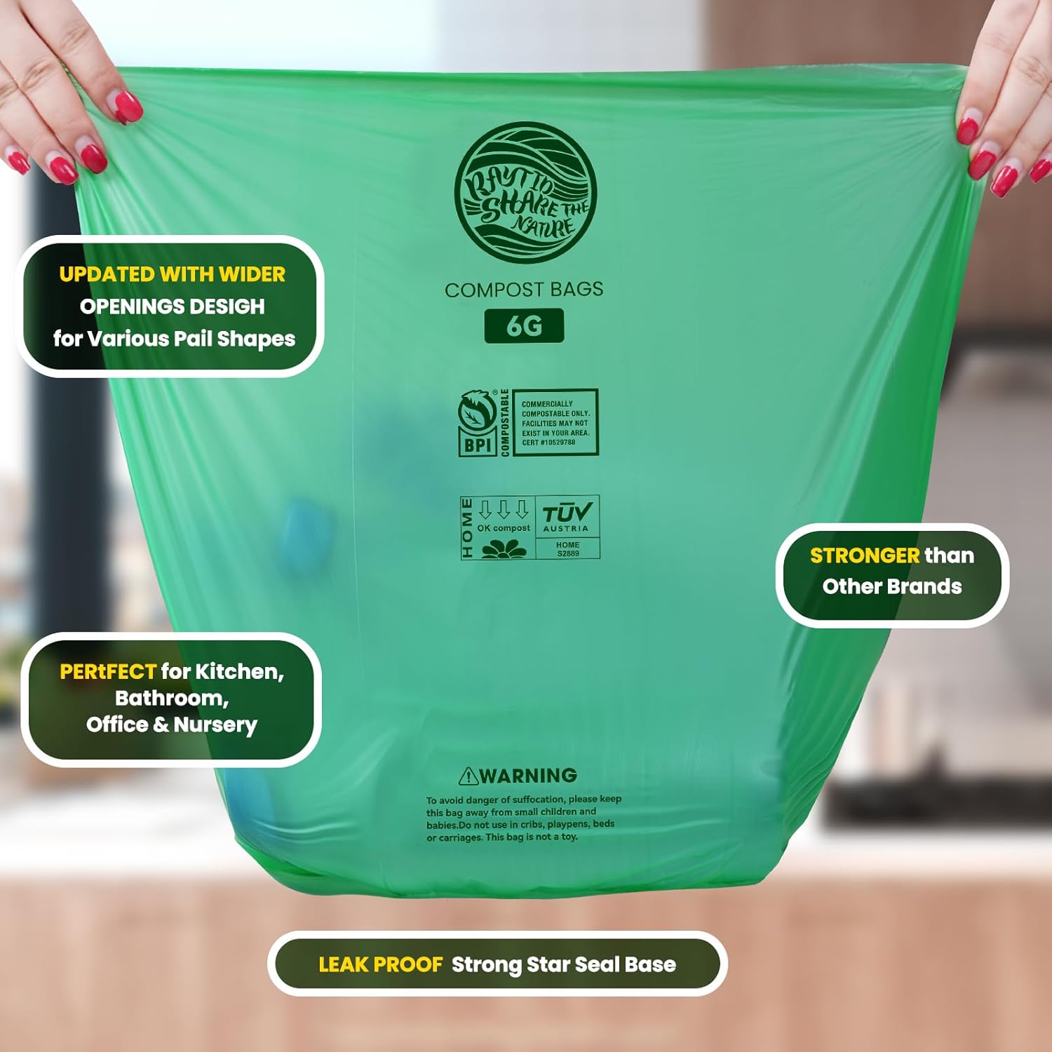 Thumbnail 1 de Compostable Bags: 6-Gallon Kitchen & Yard Waste Bags, 70 Count