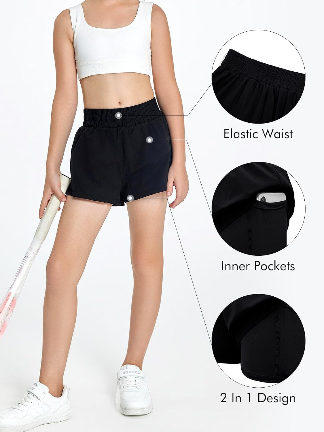 Thumbnail 4 de Girls athletic shorts with 2 in 1 design