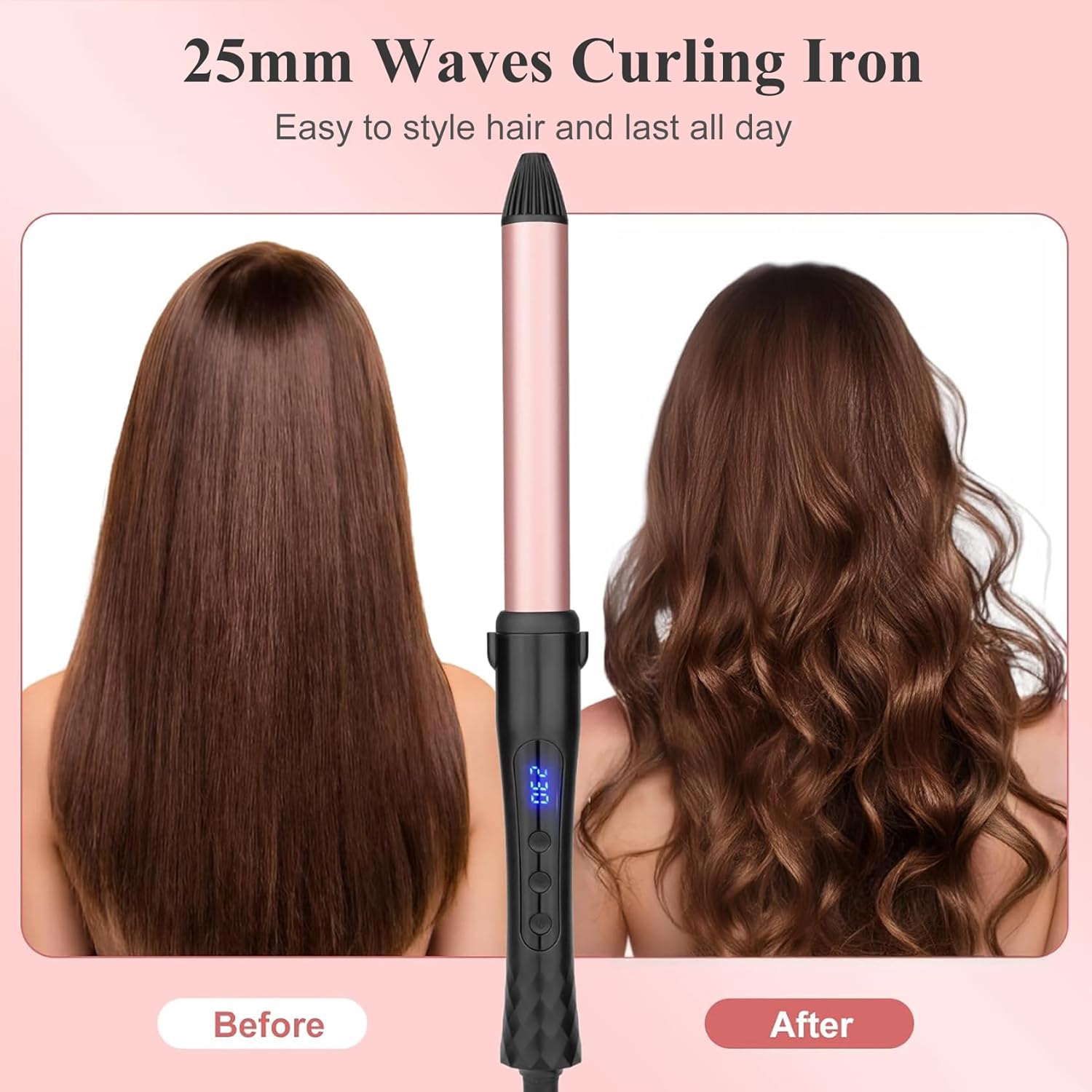 Thumbnail 1 de 25mm Ceramic Curling Wand with Adjustable Temp 🎀