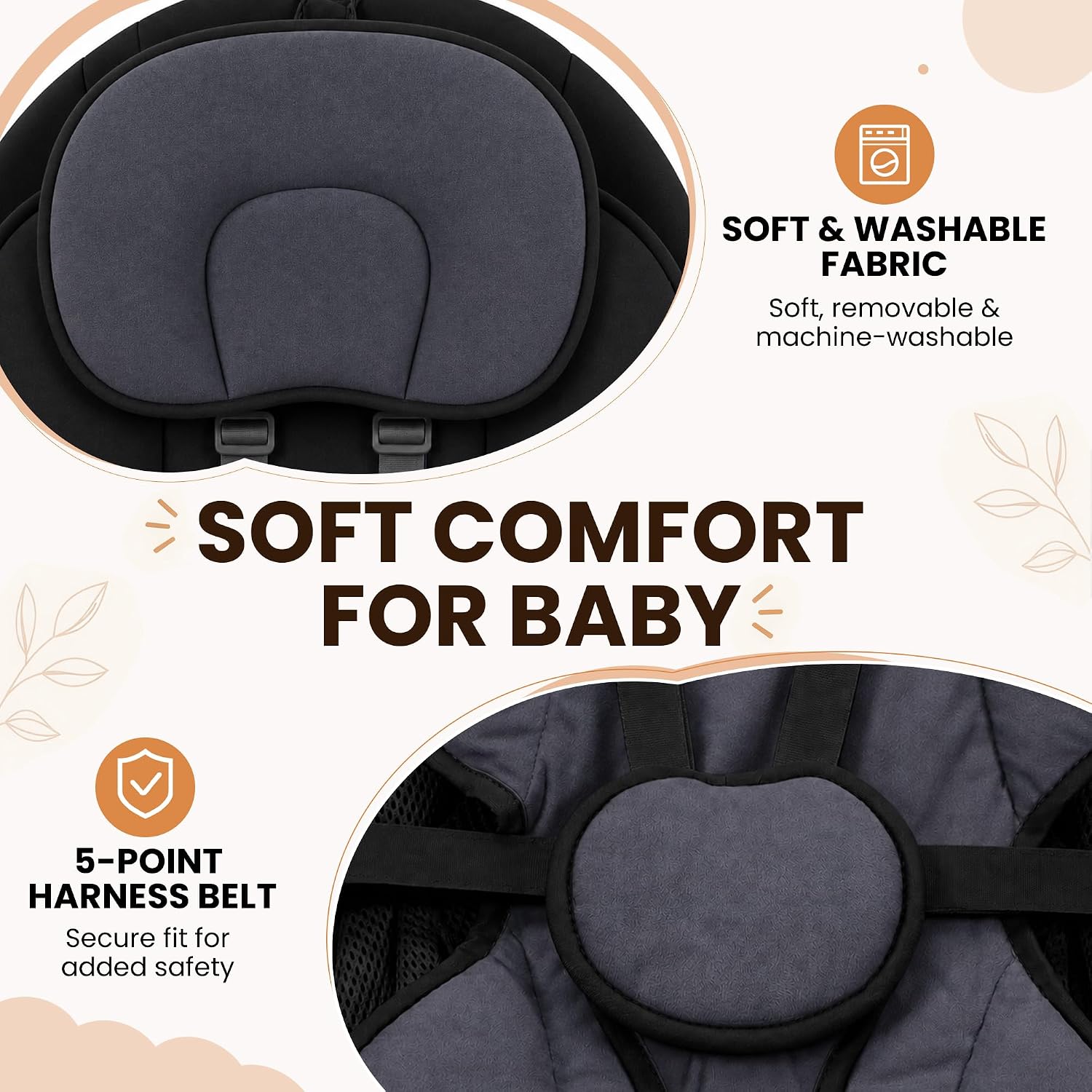 Thumbnail 6 de Cochymi Electric Baby Swing with 5 Sway Angles and 2 Recline Positions