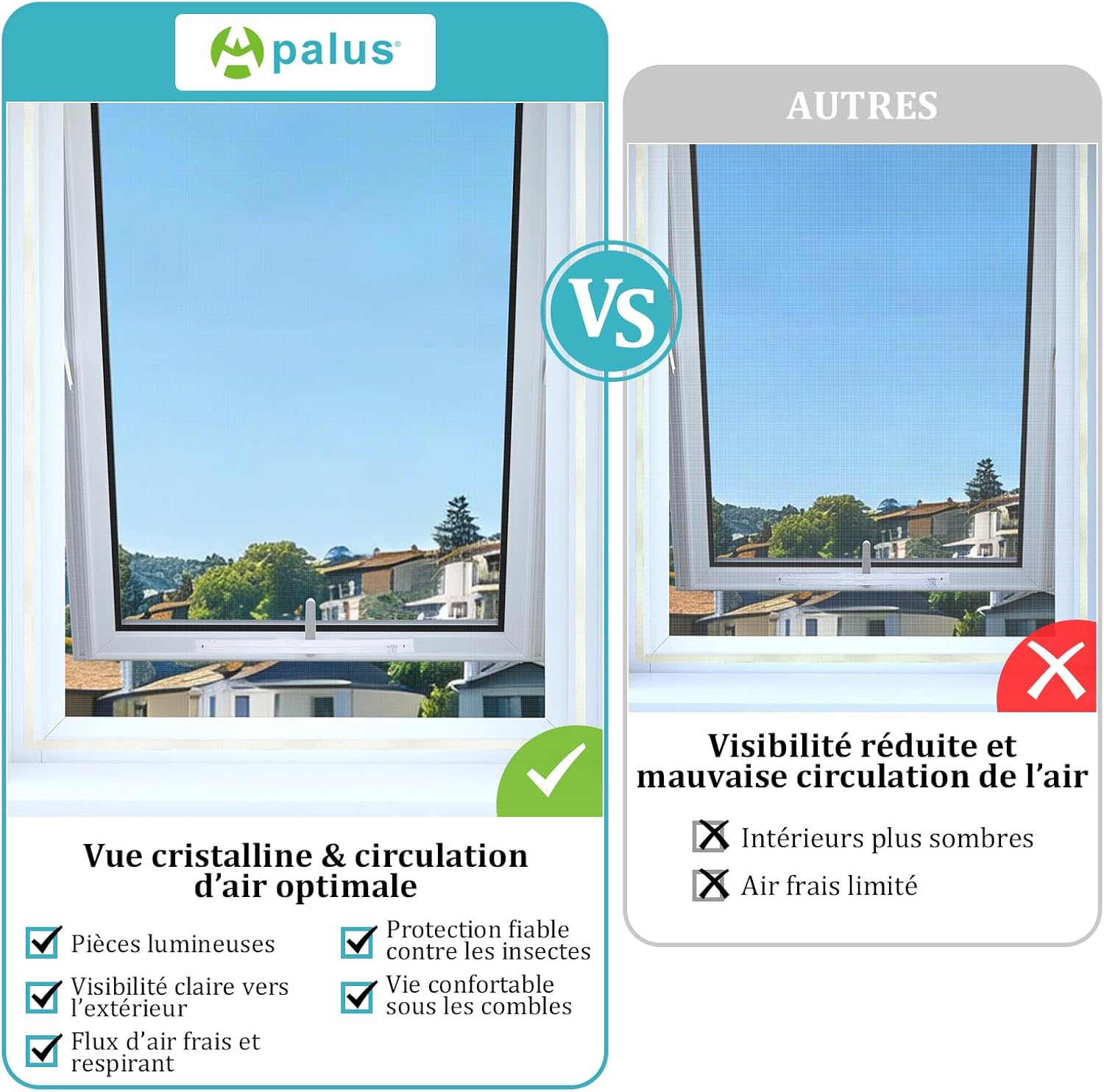 Detalle de Moustiquaire universelle transparente Apalus pour fenêtres — fermeture éclair, découpage jusqu’à 150 x 180 cm, sans perçage