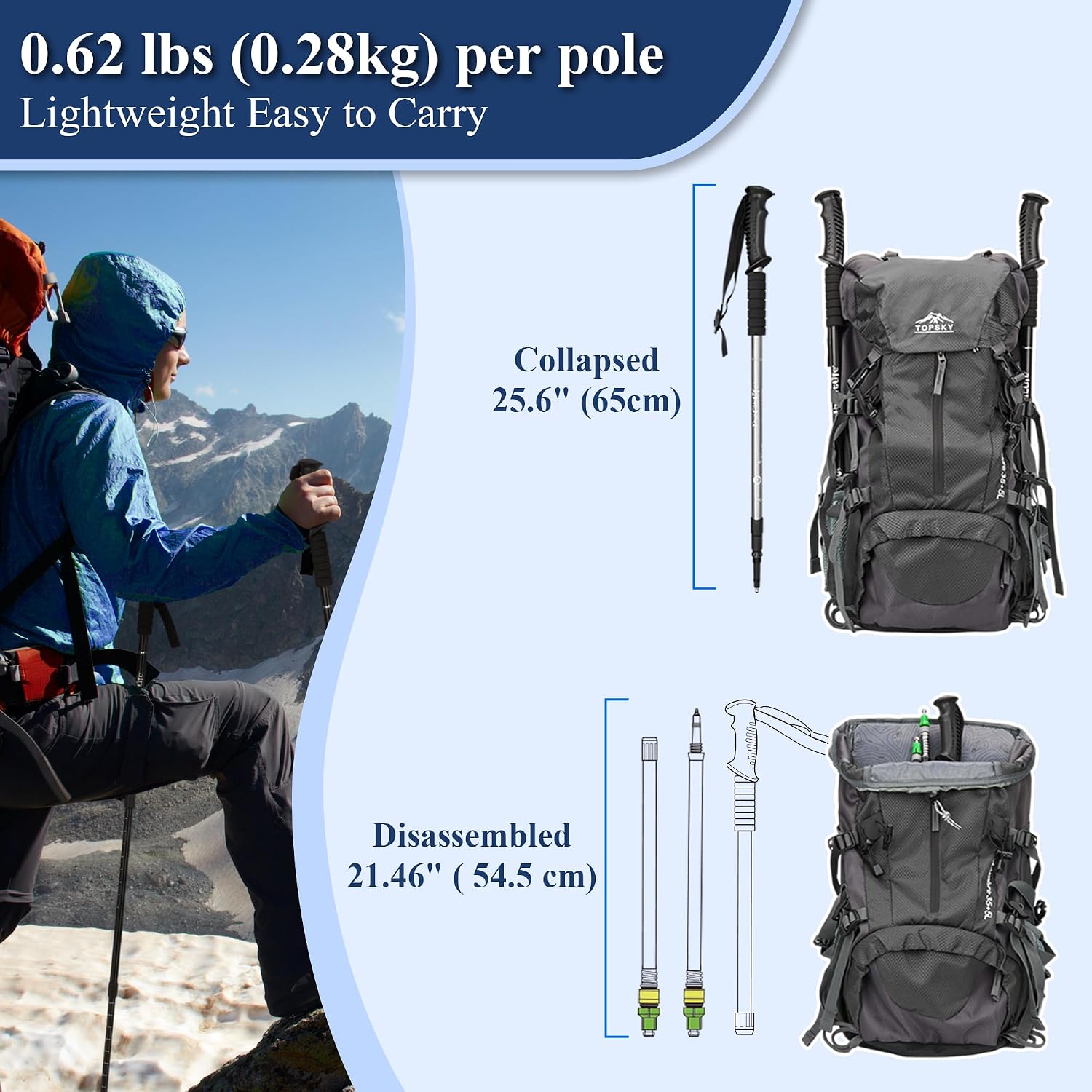 Detalle 2 de TheFitLife trekking poles 2 pack, 26 to 51in