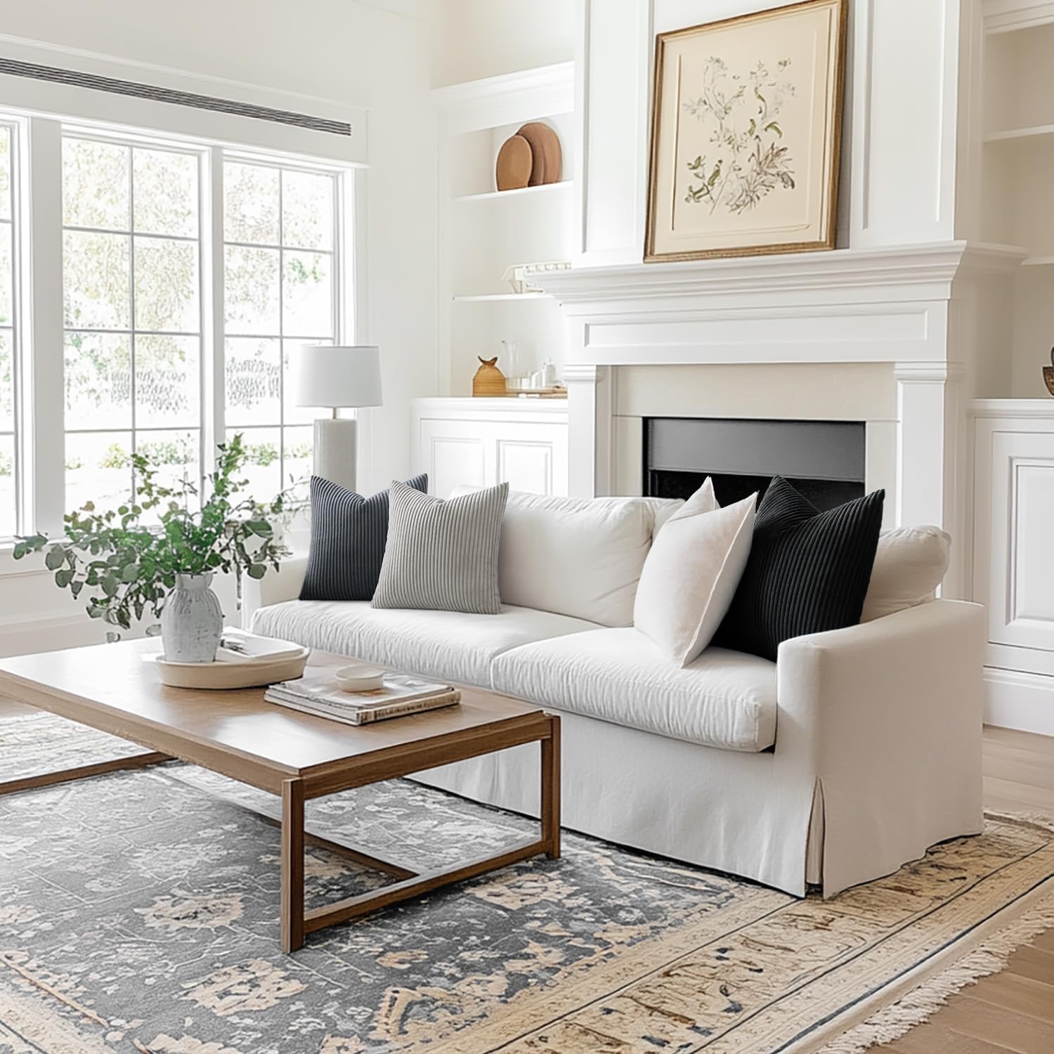 Thumbnail 6 de MIULEE Kissenbezüge Kordsamt 40x60 cm, 2er Set, Hellgrau – Kissenhüllen für Sofa und Dekokissen