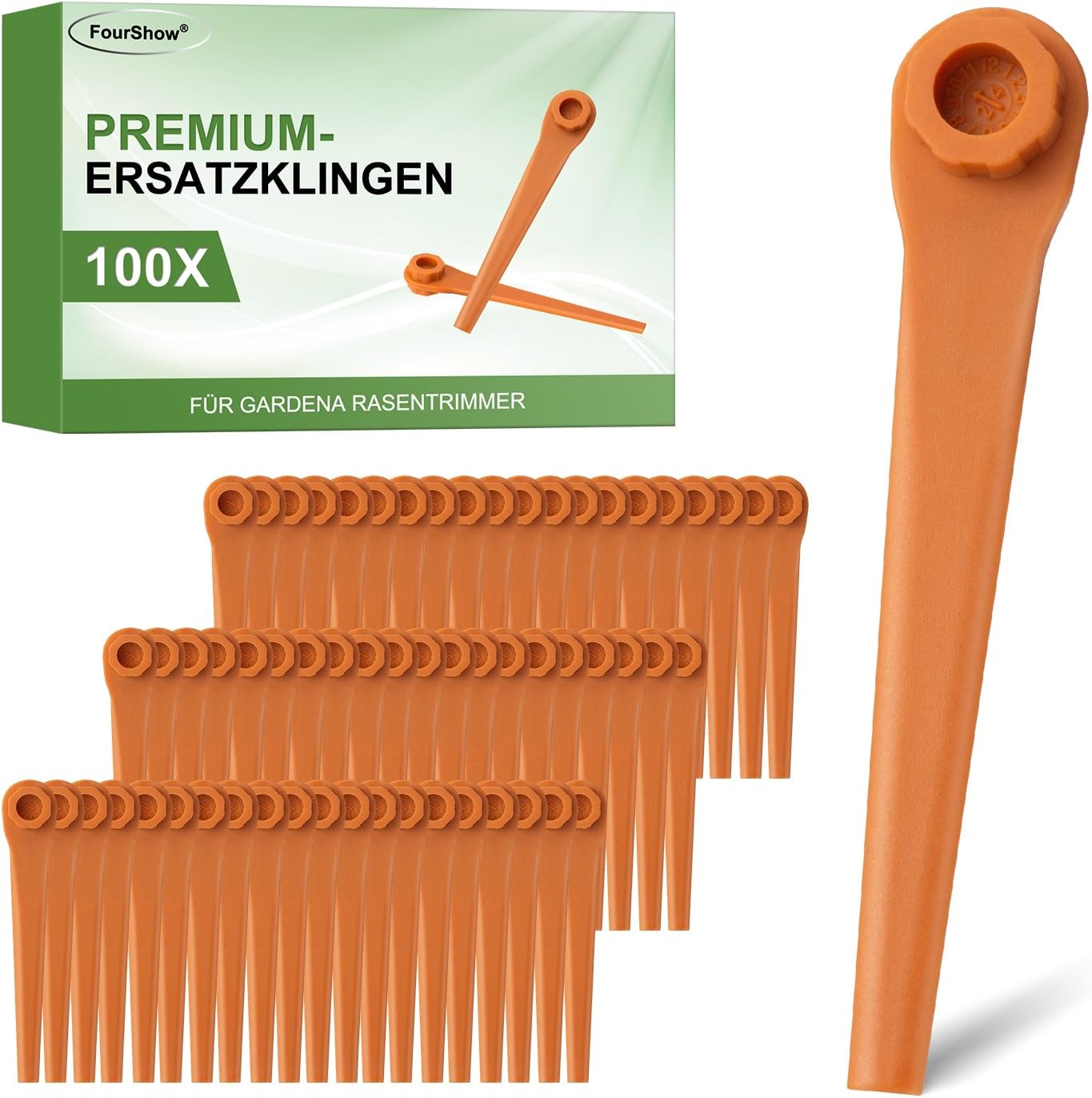 PA6 Ersatzmesser (100 Stück) für RotorCut, kompatibel mit Gardena Rasentrimmer & Akkutrimmer