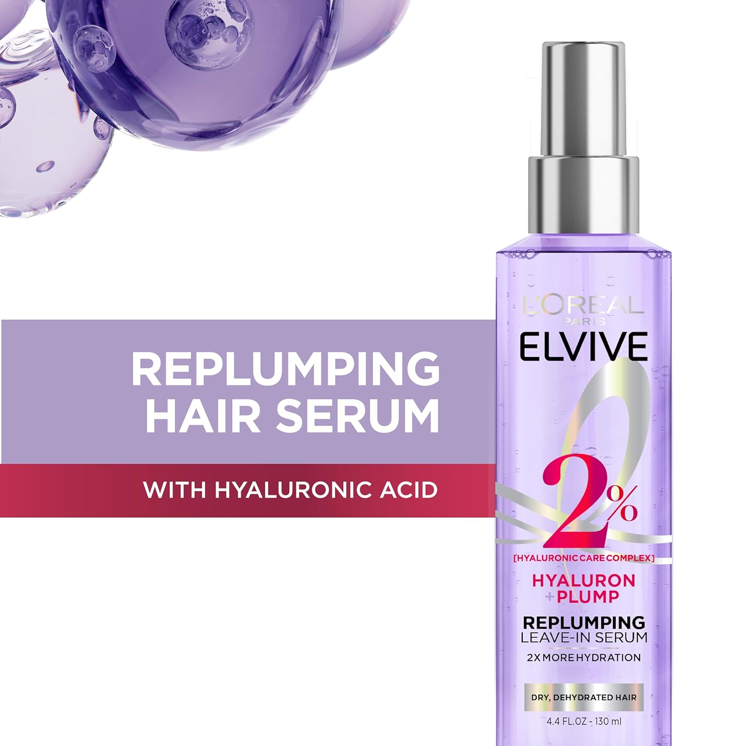 Detalle de L'Oreal Paris Elvive Hyaluron Plump Moisture Plump Hair Serum for Dehydrated, Dry Hair
