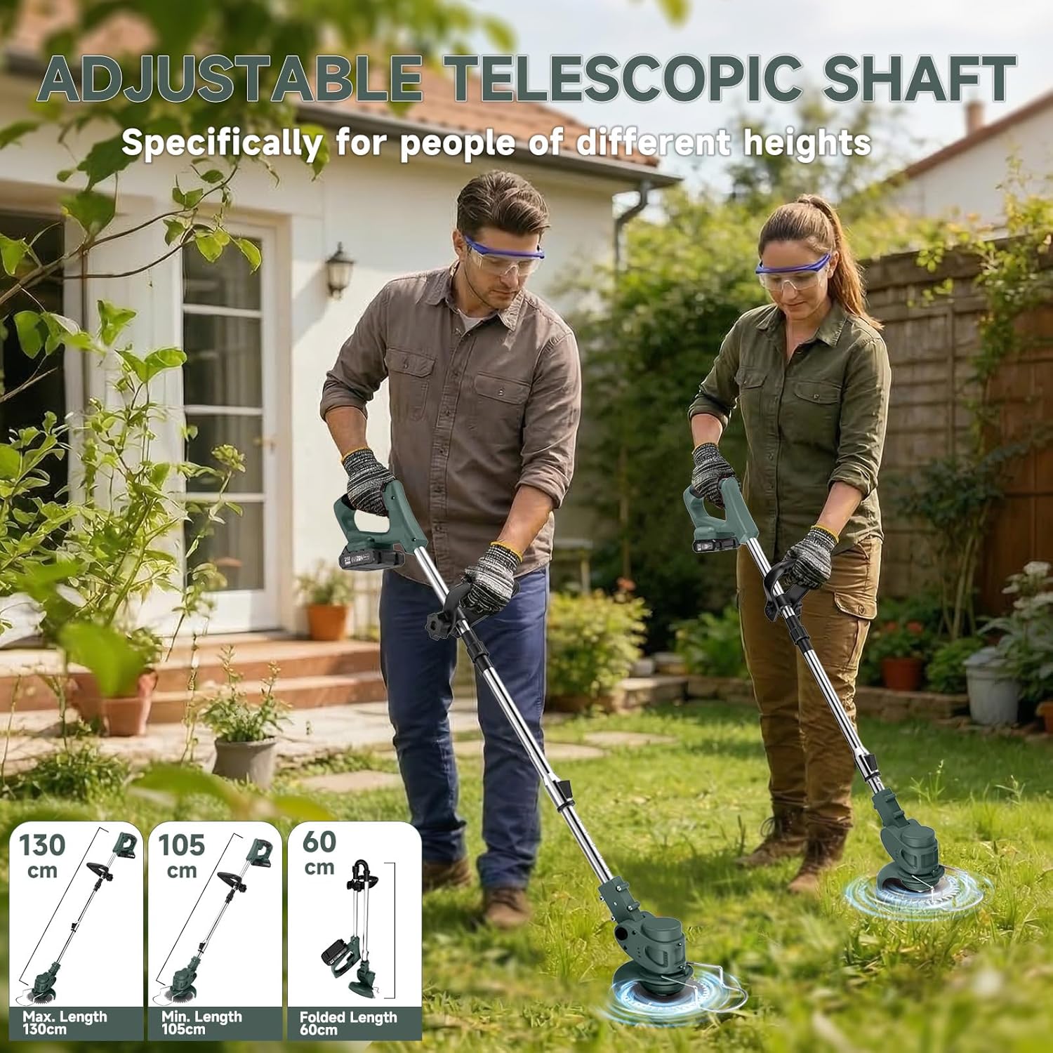 Thumbnail 6 de 21V Cordless Strimmer with 26 Blades and 90° Adjustable Head — Deep Green
